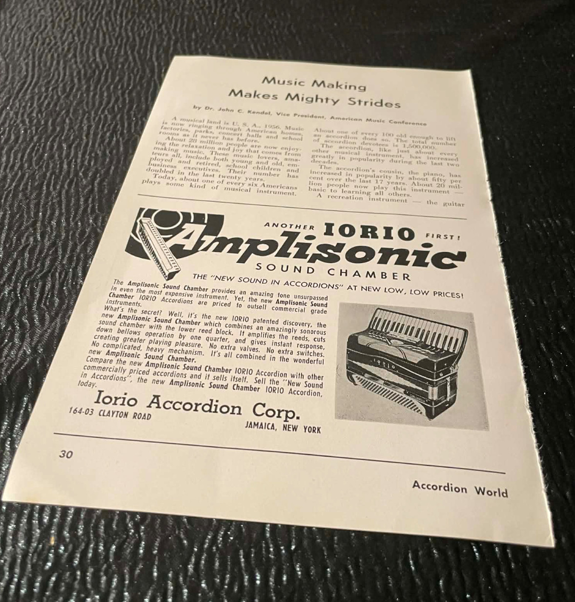 Pollina Accordion Iorio Dr John Kendel Ads 1956 Accordion World Magazine
