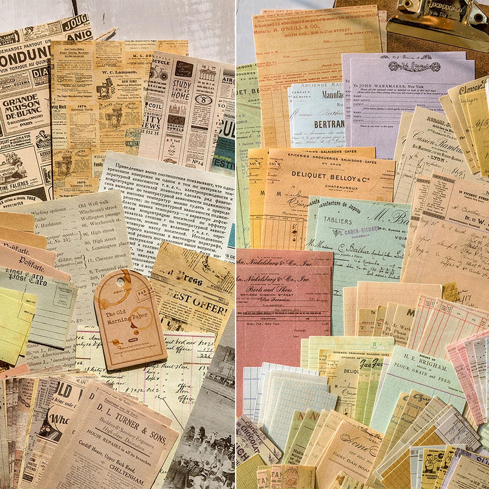200 Sheets Vintage Newspaper Tickets Scrapbook Paper Ephemera Card Making Junk