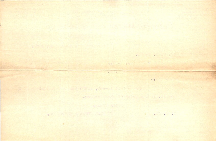 Central Metal Supply Co 1902 Baltimore Letterhead Sheet Copper Price Note