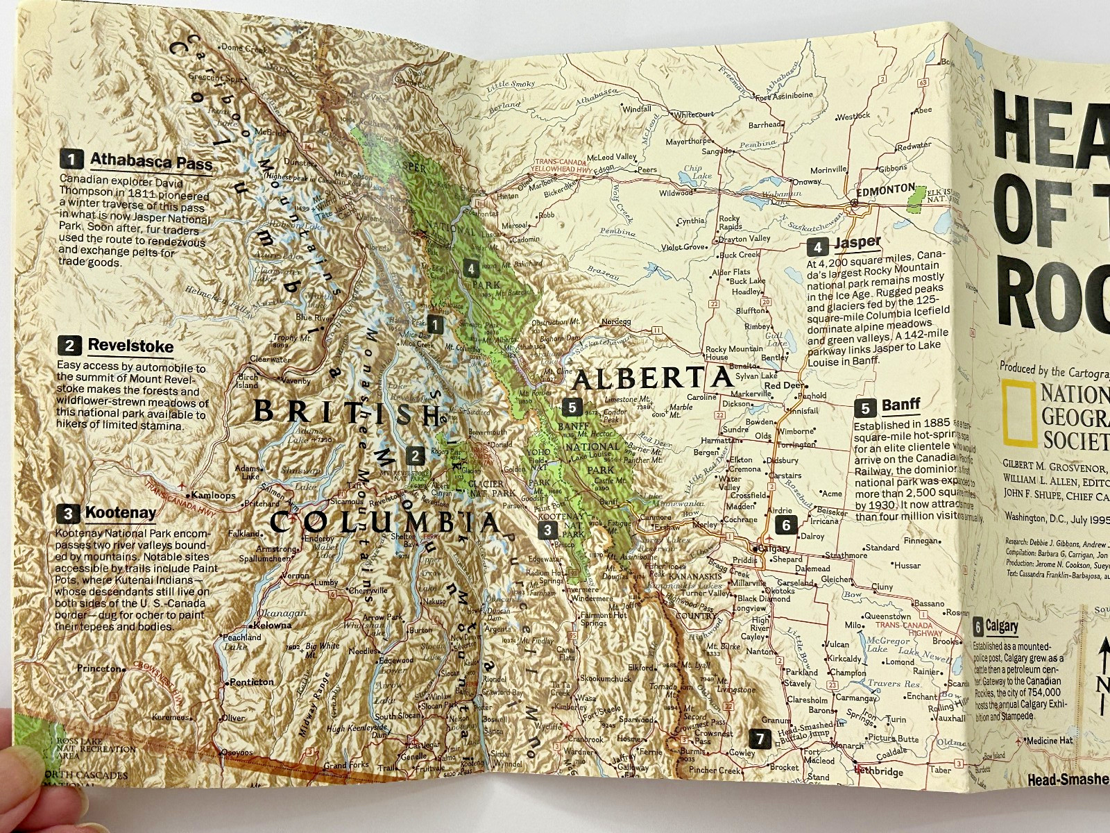 Heart Of The Rockies National Geographic Map From July 1995 Rocky Mountains