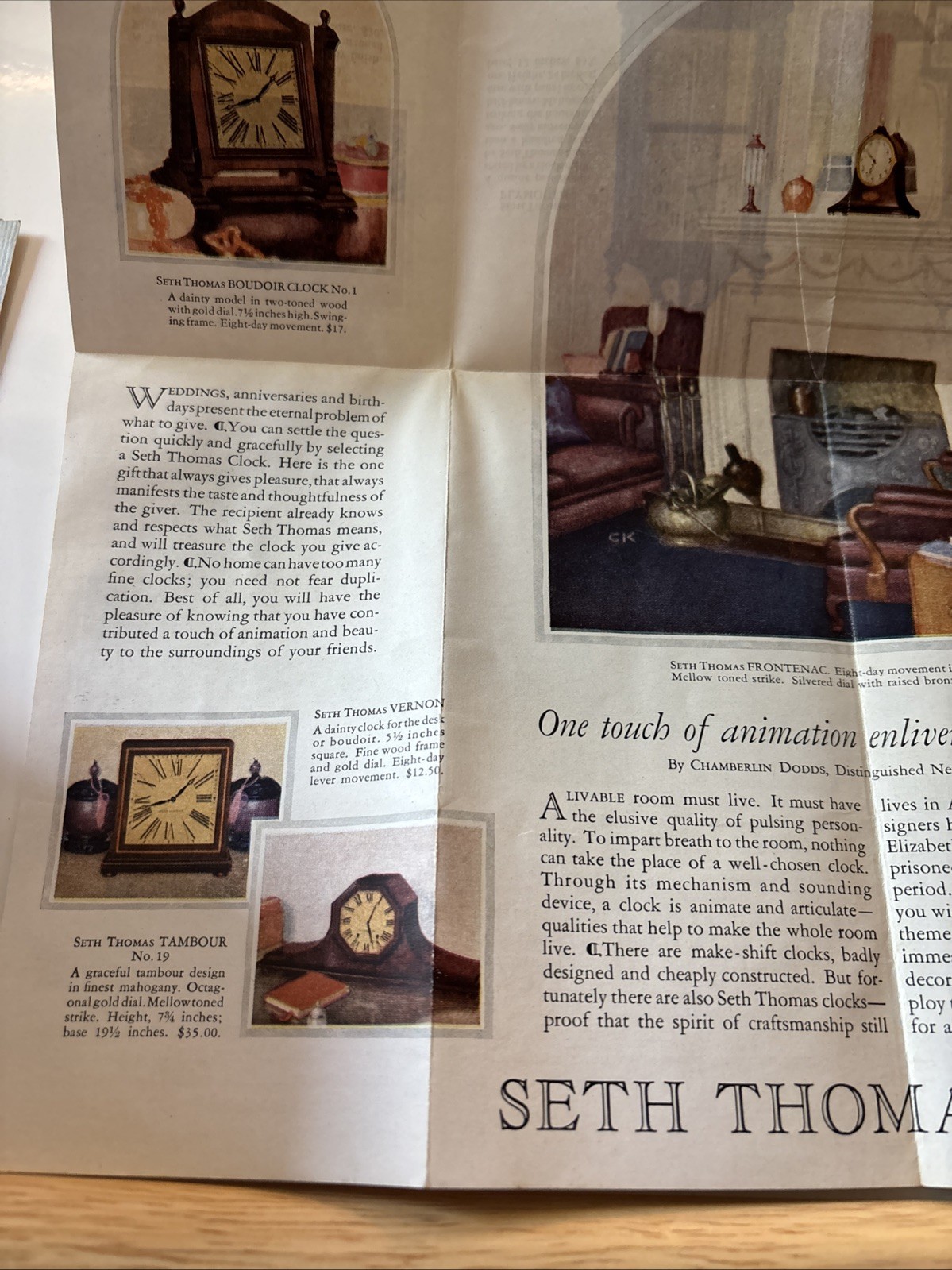 Early 1900s Brochure AD SETH THOMAS CLOCKS