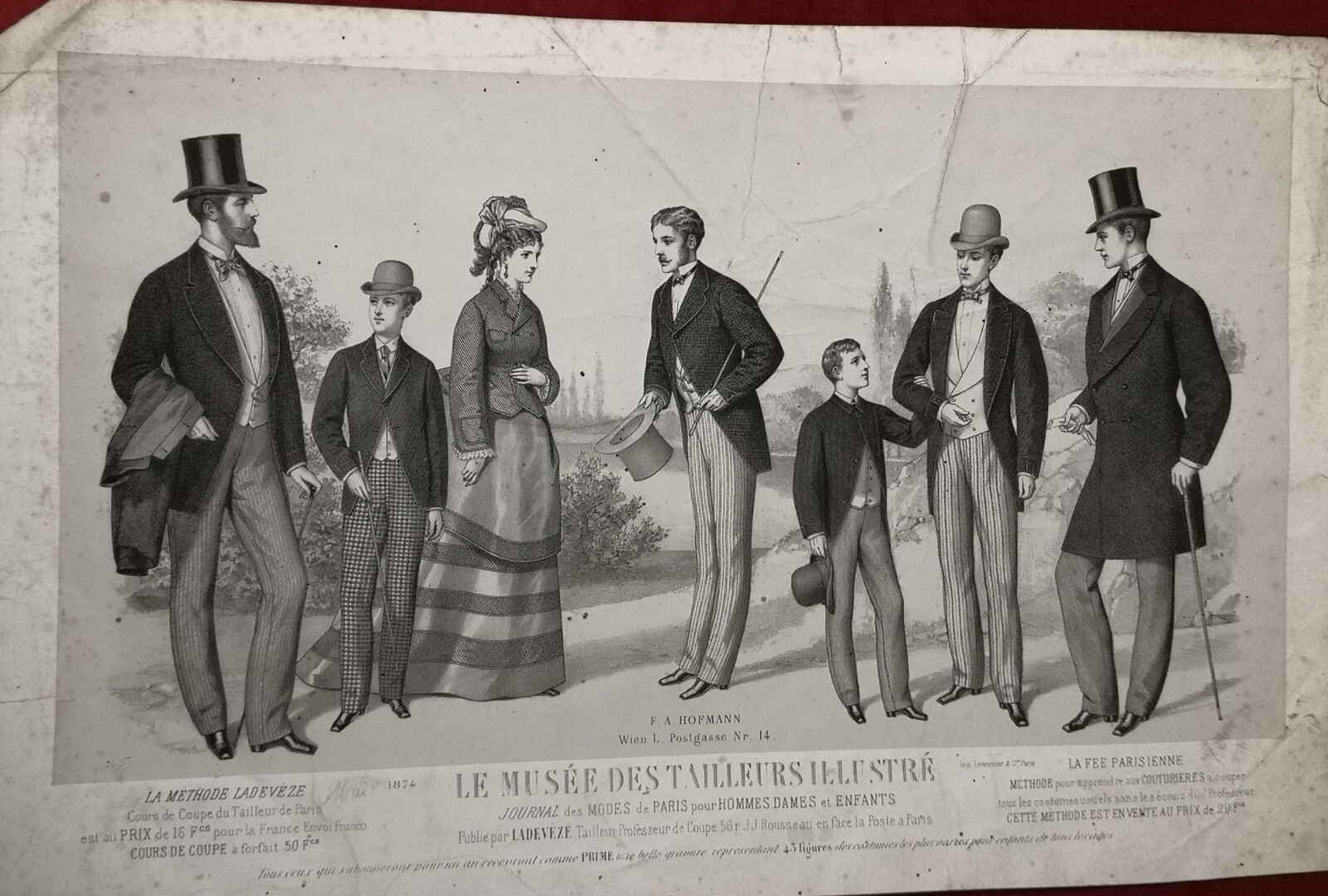 TWO ORIGINAL 19th Century FRENCH ANTIQUE PRINTS – MEN’S FASHION (Set B)