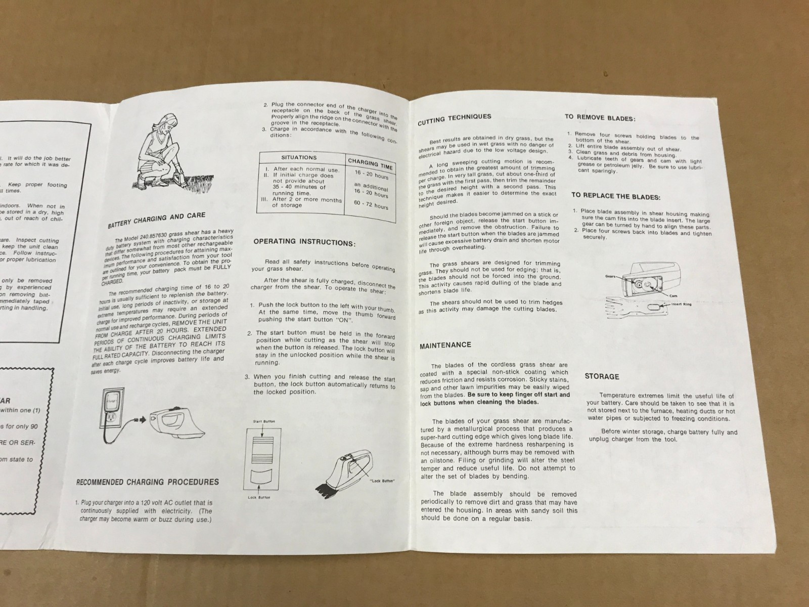 Vintage Sears Craftsman Extra Heavy Duty Cordless Electric Grass Shear Manual