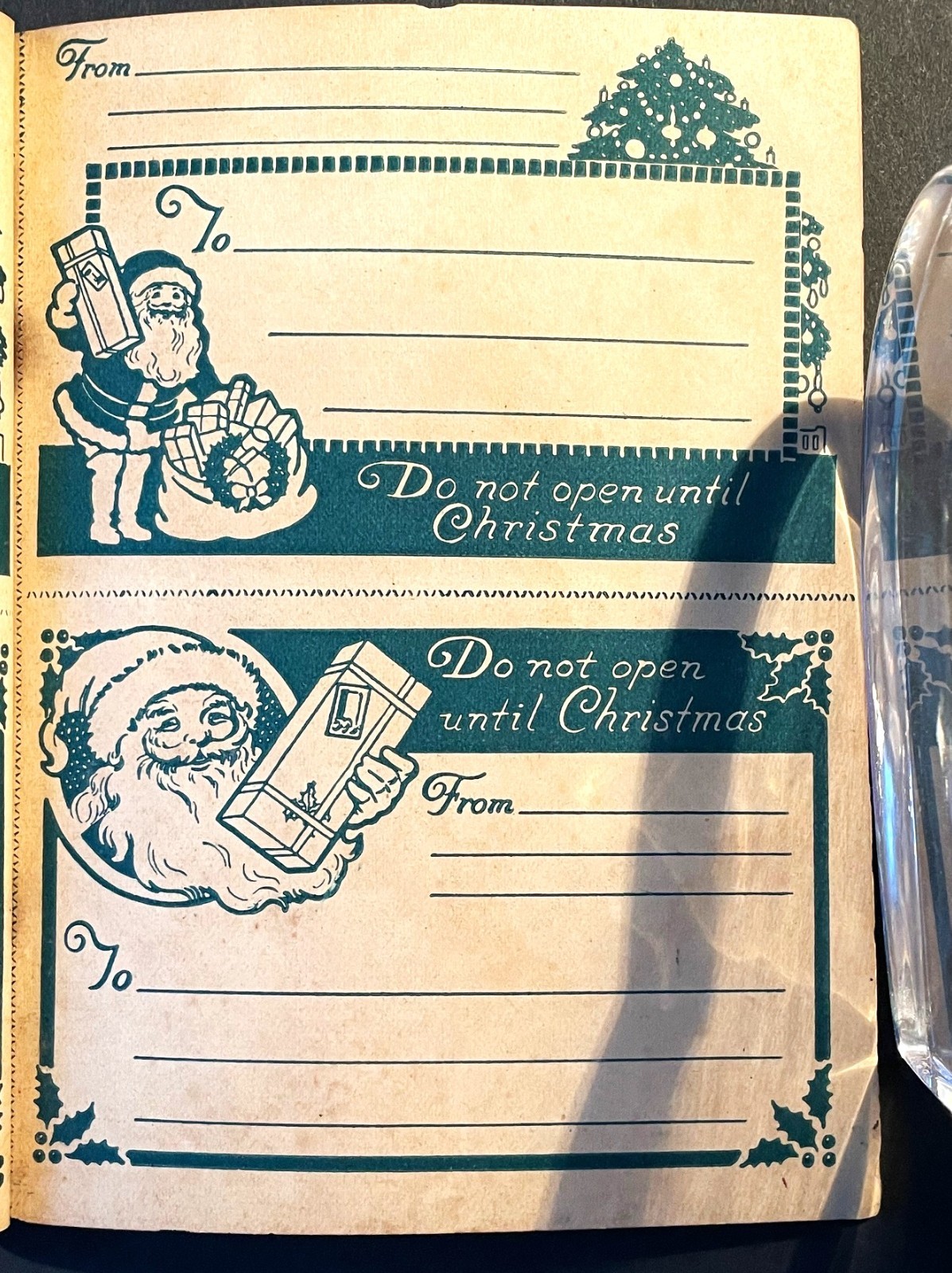 1930s Christmas Mailing Labels with Parcel Post Rates Charming Graphics