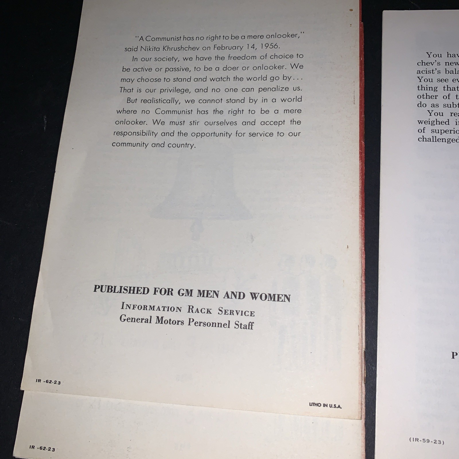 Vintage 1950s 1960s Anti Communism Pamphlets Lot General Motors GM Men & Women