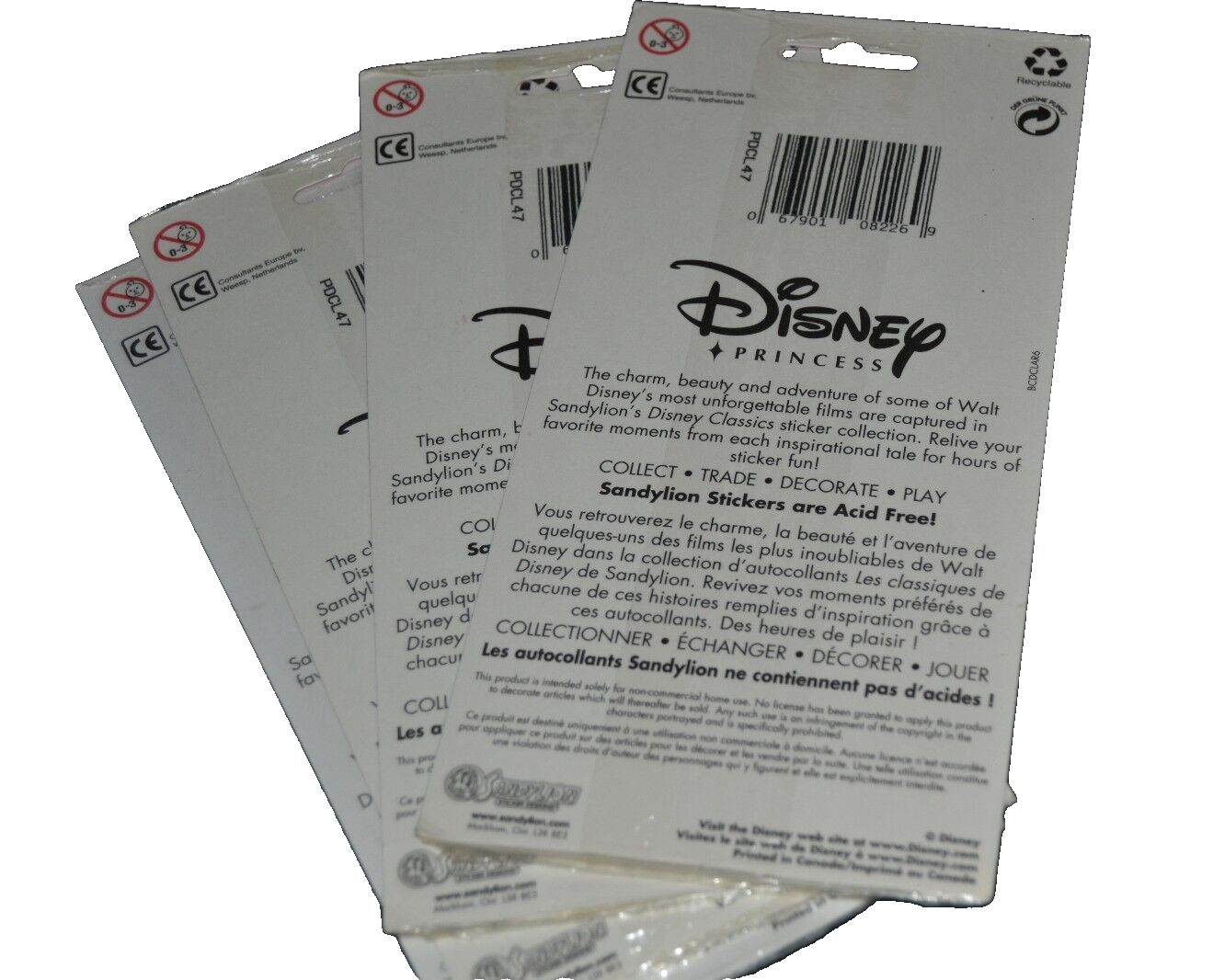 DISNEY CINDERELLA Princess Sticker Packs Sandylion Acid Free Sealed! Lot 4 x 2
