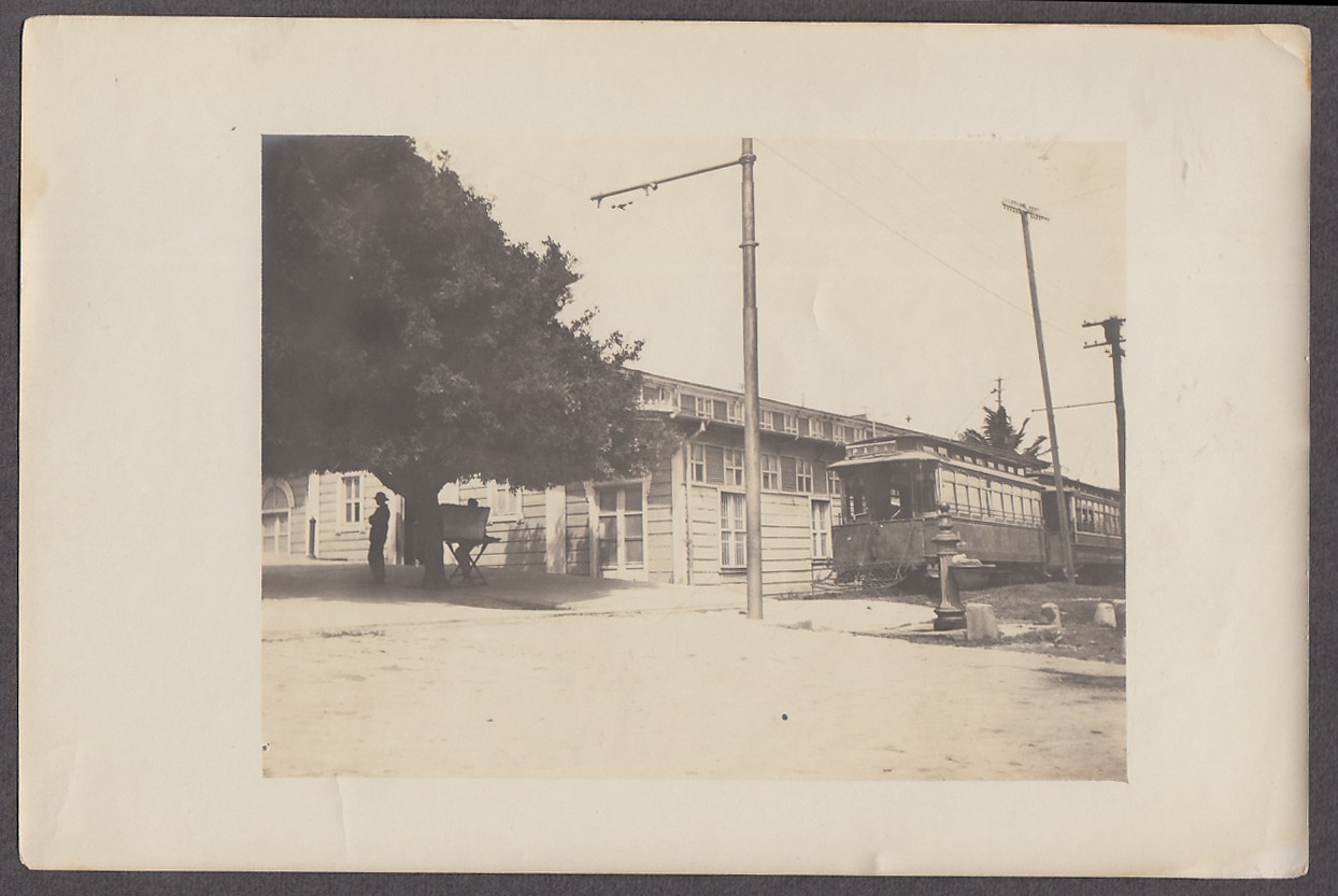 Unknown trolley streetcar Car 6 marked PARK photo New England? Ca 1900