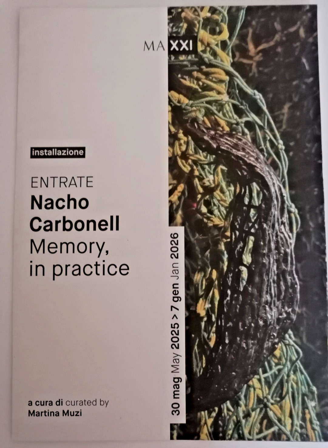 2025 NACHO CARBONELL ” INCOME _ MEMORY IN PRACTICE ” MAXXI EXHIBITION BROCHURE