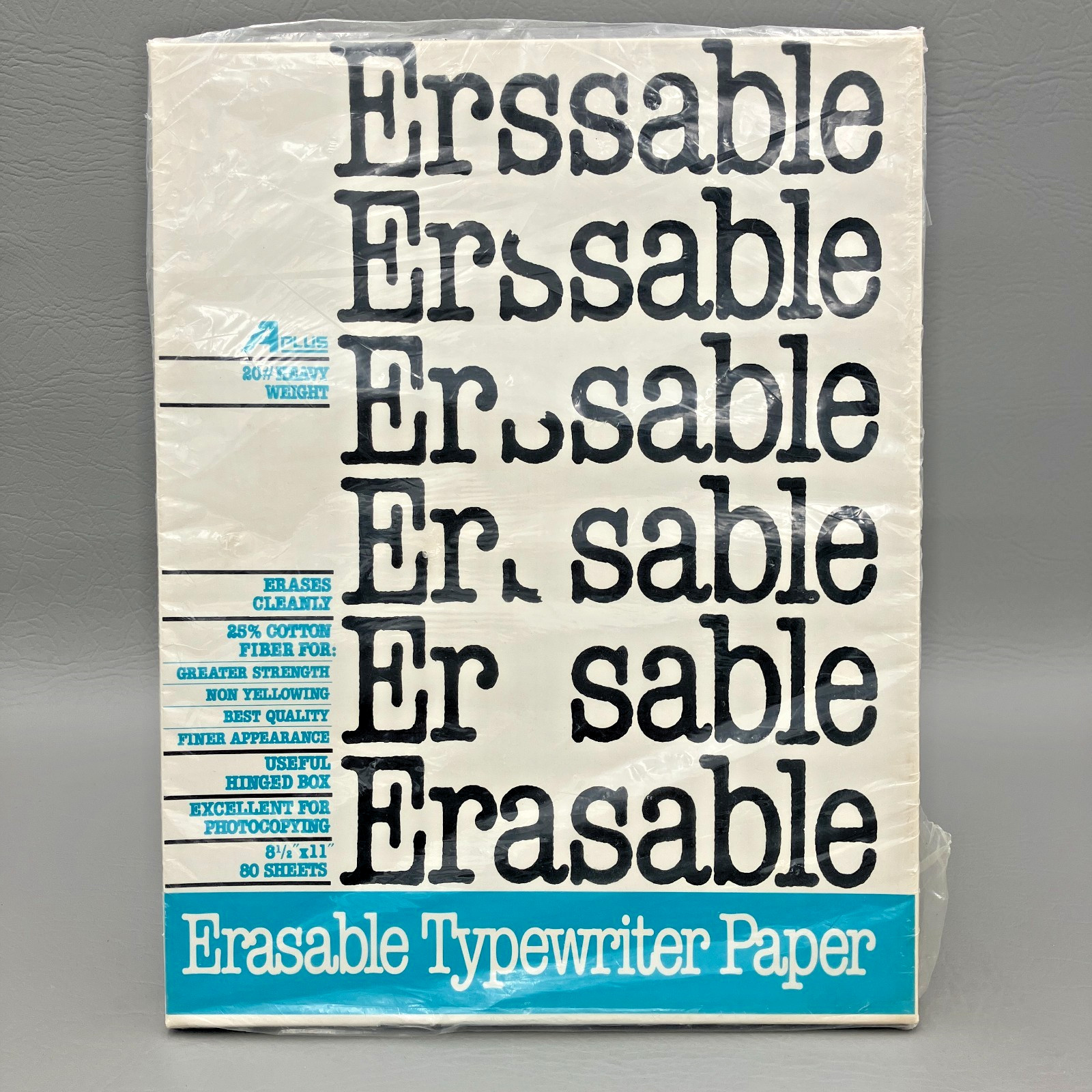 Vintage Erasable Bond Typing Paper 20 lb Heavy Weight 8.5 x 11″ SEALED 80 Sheets