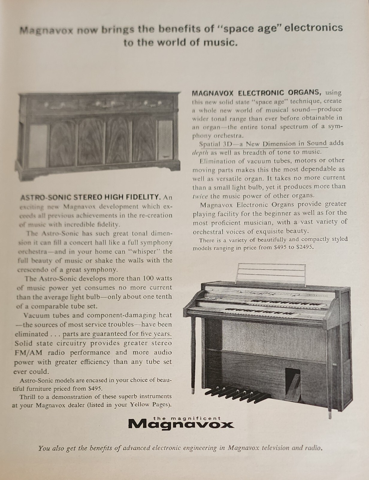 Organ Magnavox Piano Magazine Picture Ad Vintage Print Wall Art Music Display
