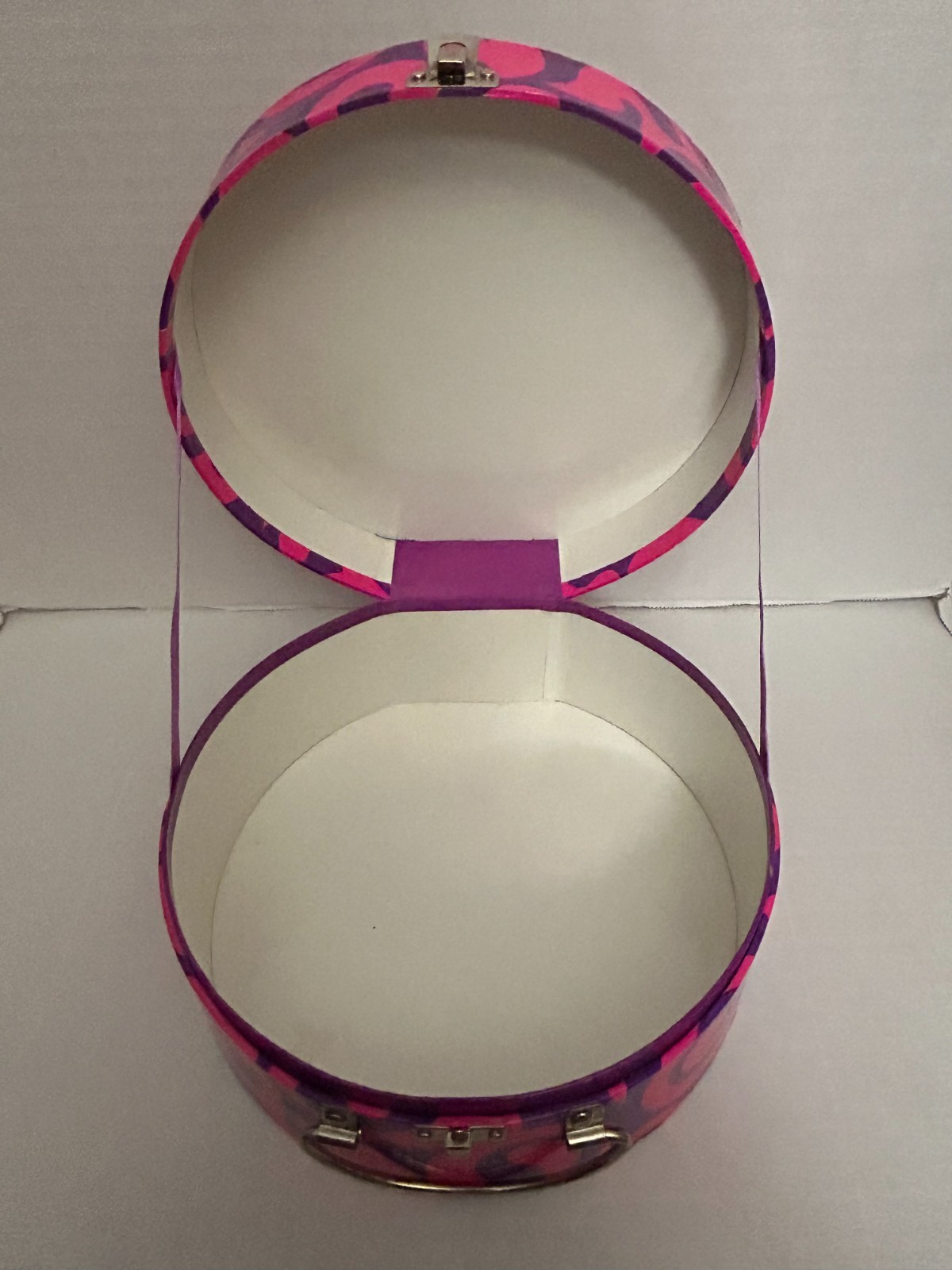 VTG Lisa Frank Hippie Genie Girl Train Case Round Storage Box 8″ Metal Handle