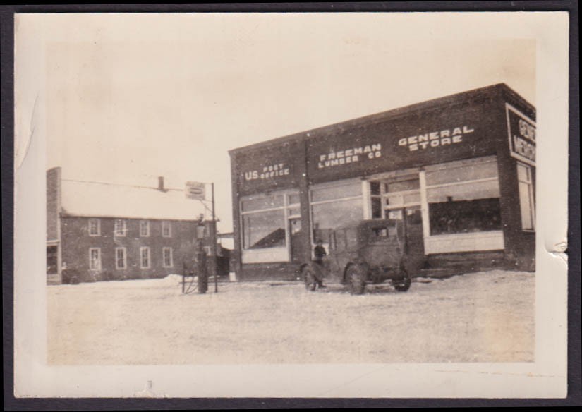 Touring car at Freeman Lumber Co Post Office General Store vernacular snapshot