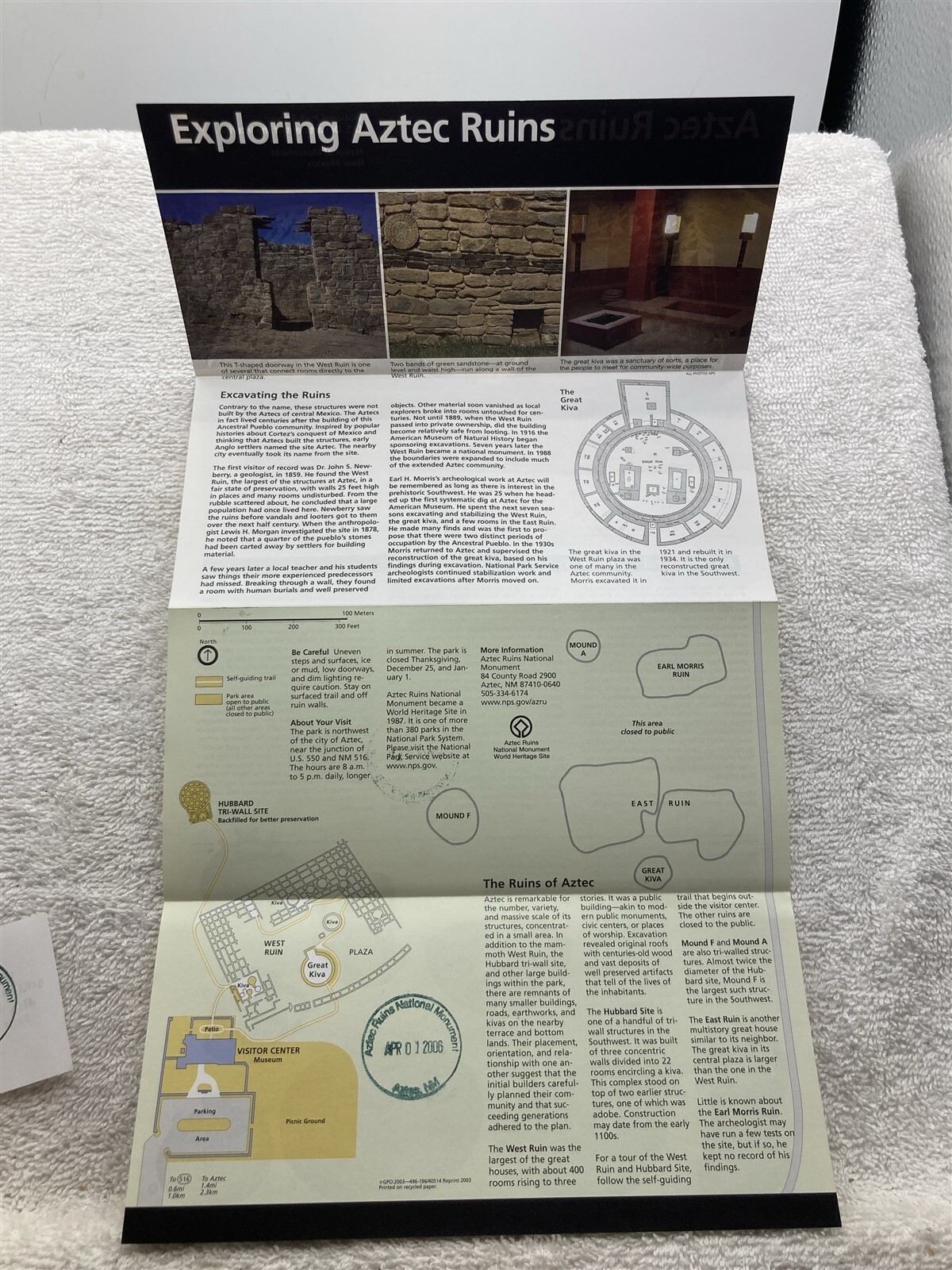 Aztec Ruins National Monument New Mexico National Park Service Brochure Vtg