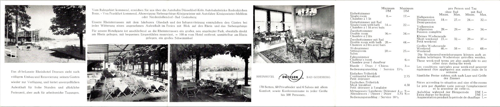 Rheinhotel Dreesen Brochure c1930 Bad Godesberg Germany Trilingual Ad