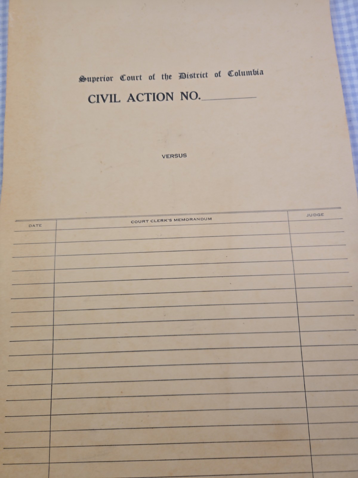 Vintage 1980s DC Superior Court Civil Action File Folders Court Forms Lot