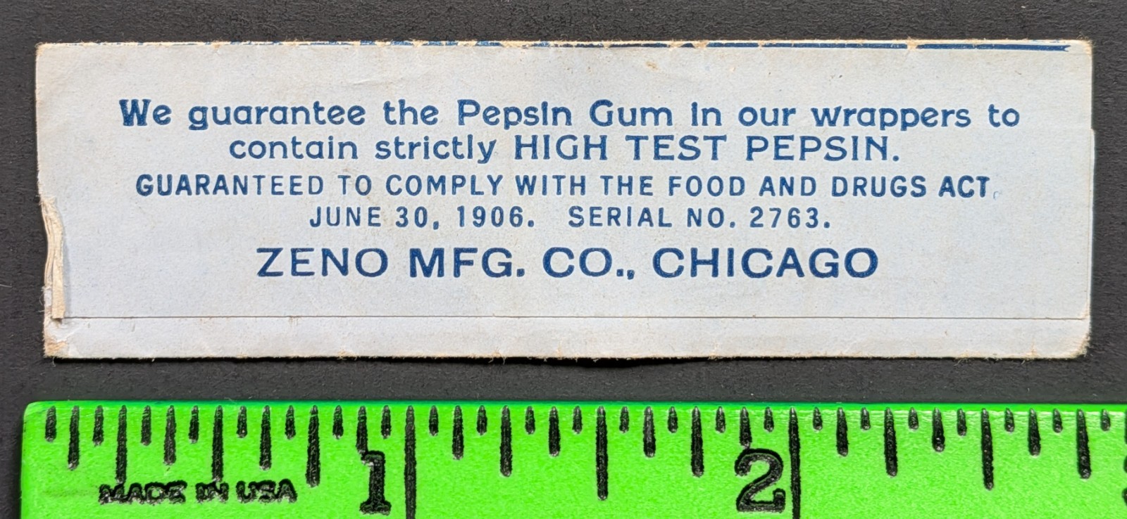Antique Circa 1900s Zeno Pepsin EMPTY Gum Wrapper