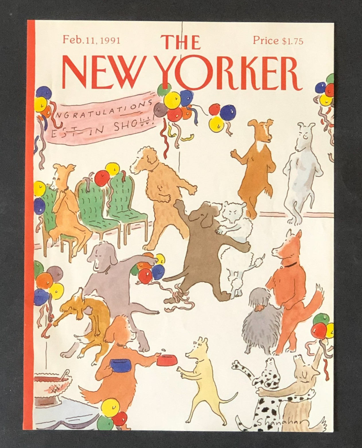 1991 New Yorker Magazine Cover Best in Show Dog Party Dance Fun Westminster Vtg