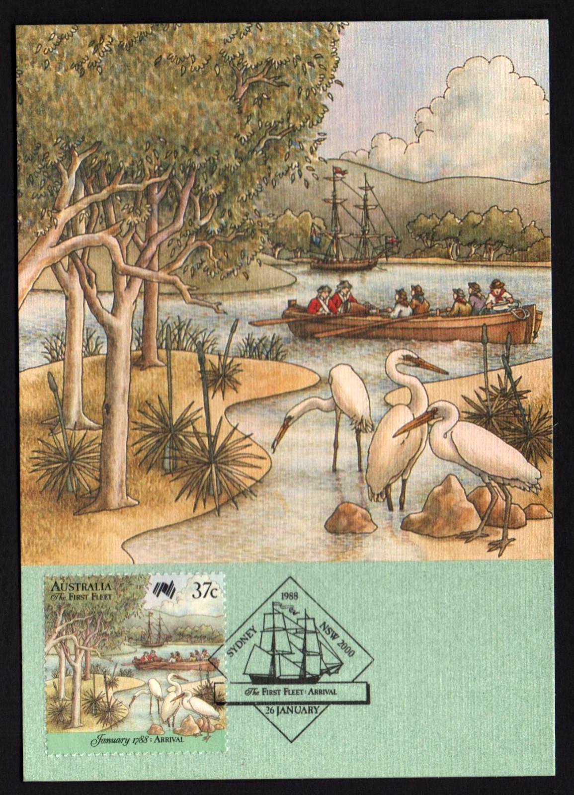 UNUSED AUSTRALIAN POSTCARDS ” THE FIRST FLEET ARRIVAL – 1788 Card No. 20 ” 1988
