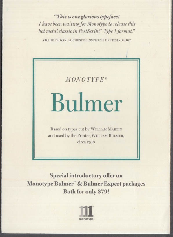 Monotype Bulmer typeface showing folder 1994