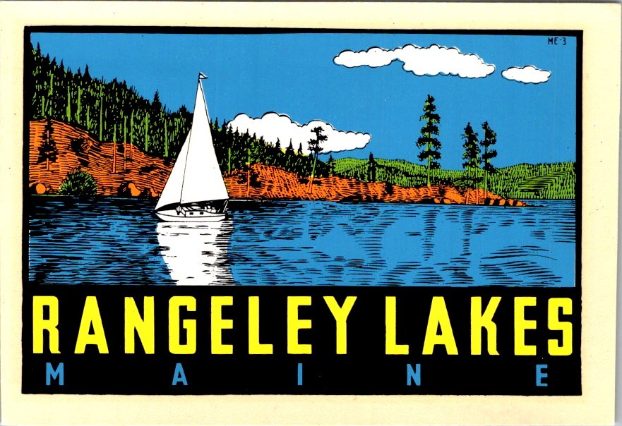 Rangeley Lakes Maine Souvenir Decal Mid-Century Auto Tourism 1940s