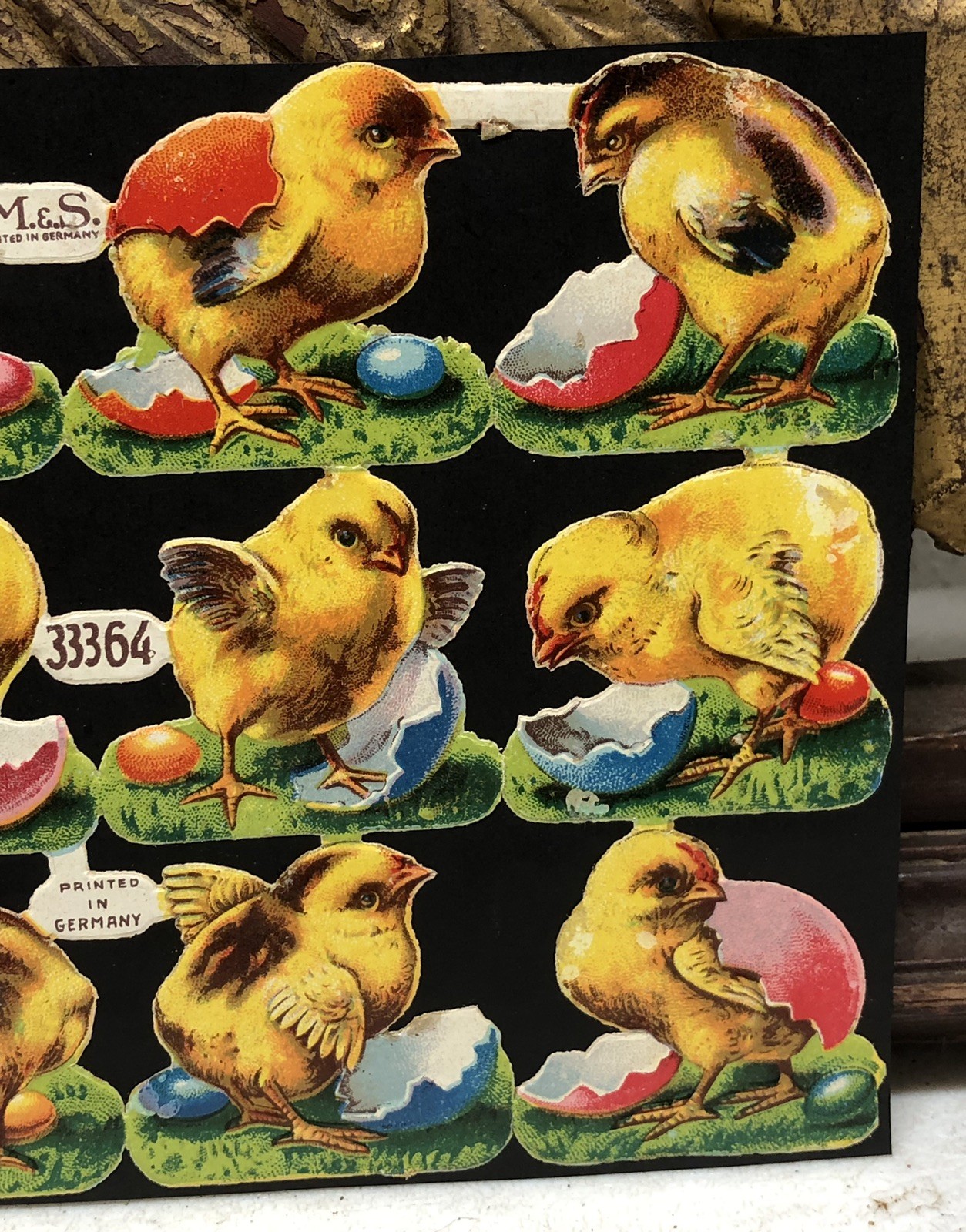 Baby Chicks & Giraffes Clown Kids Die Cut Scraps Glued on Paper Double Sided L8