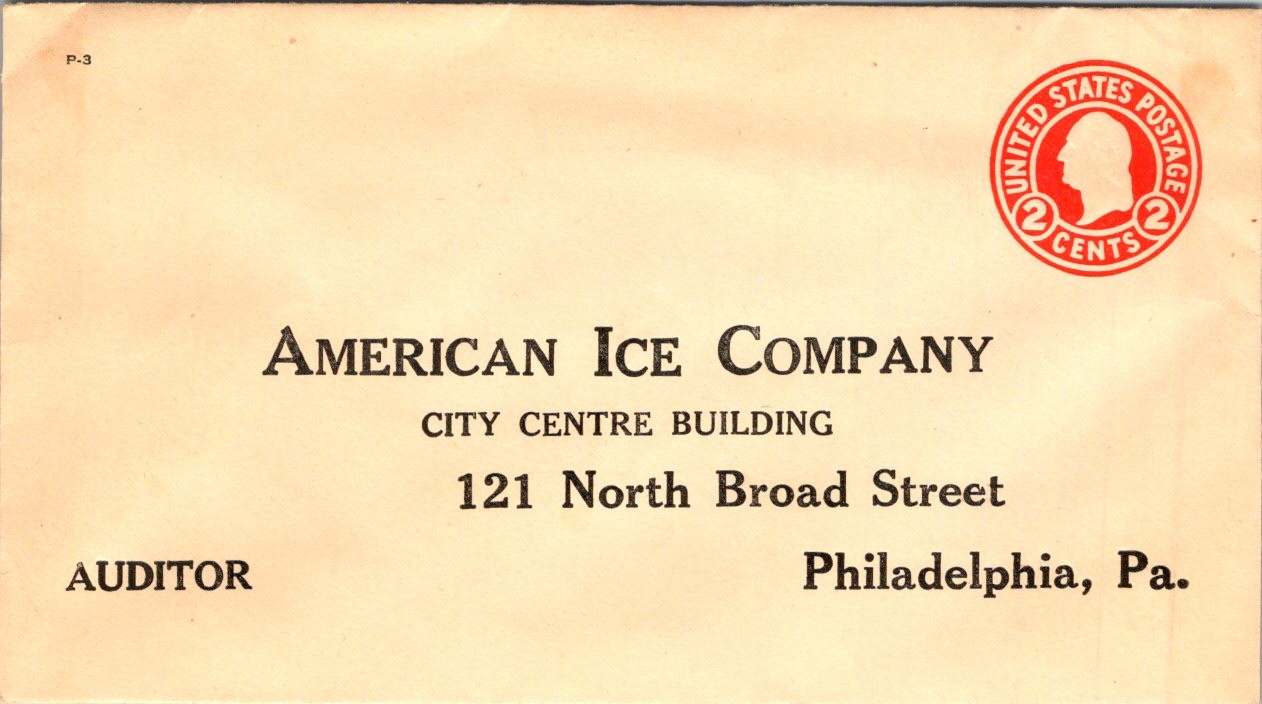 American Ice Company Envelope 1900s Philadelphia PA Pre Canceled Postage