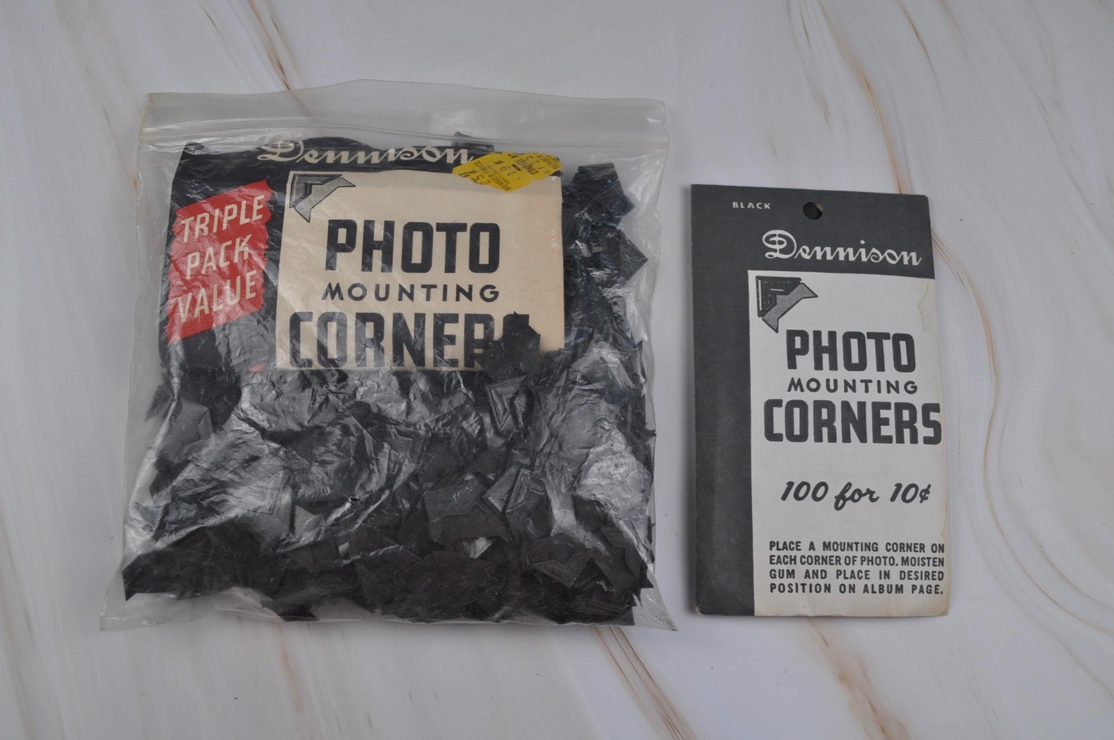 Vintage Dennison Photo Mounting Corners Black Paper Corners
