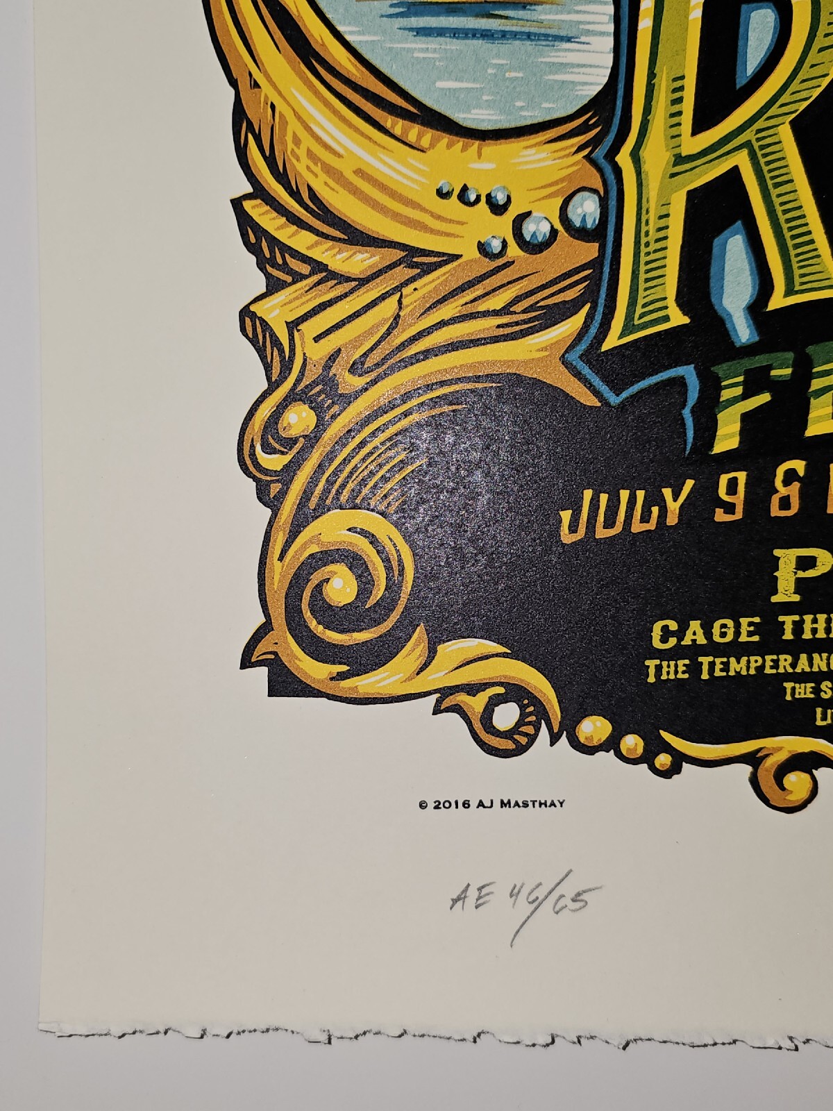 Pearl Jam Ride Fest 2016 AJ Masthay Doodled S/N AE Poster ScreenPrint Telluride