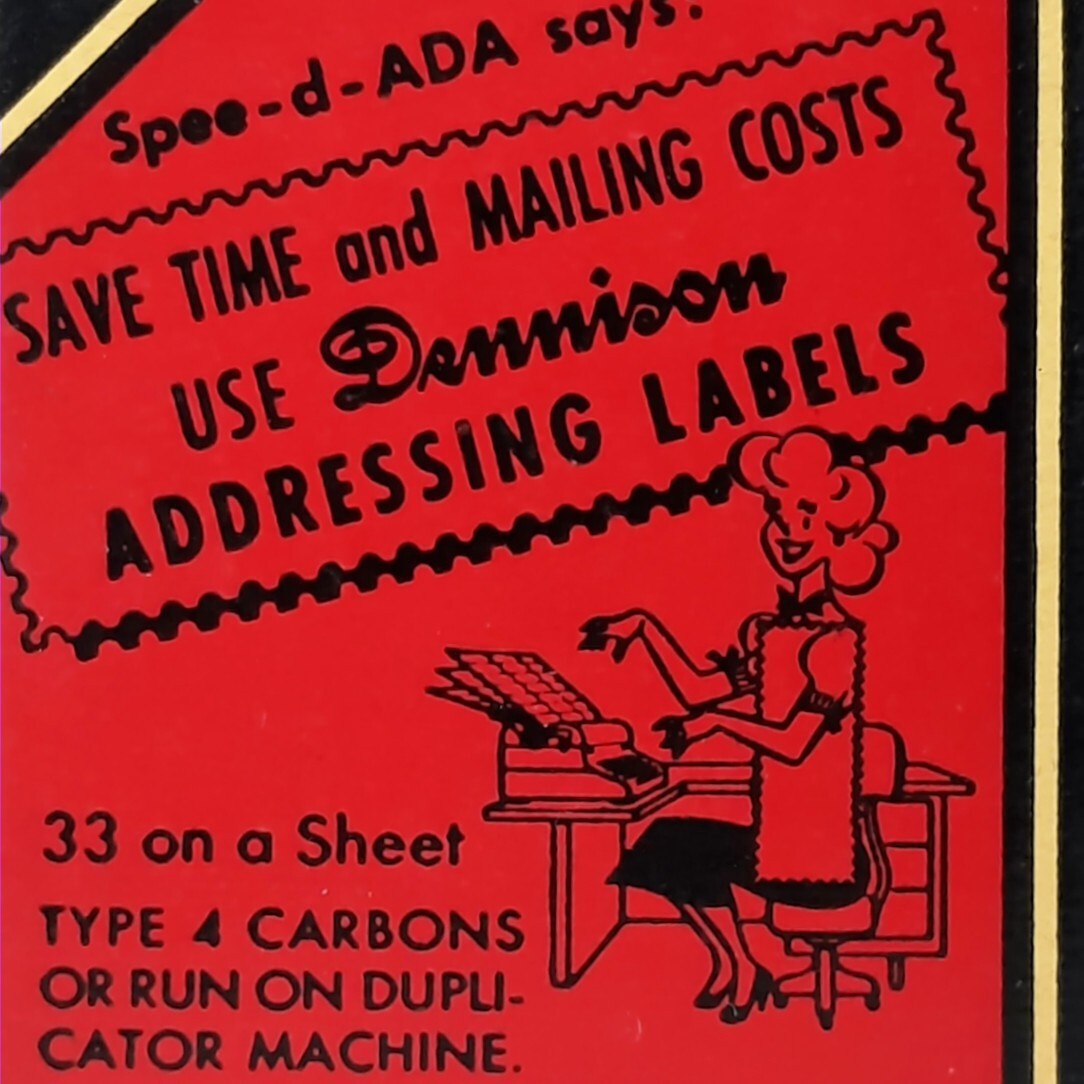 Dennison #2 Spee-d-ADA Mascot Box O Paper Hole Office Binder Reinforcements VTG
