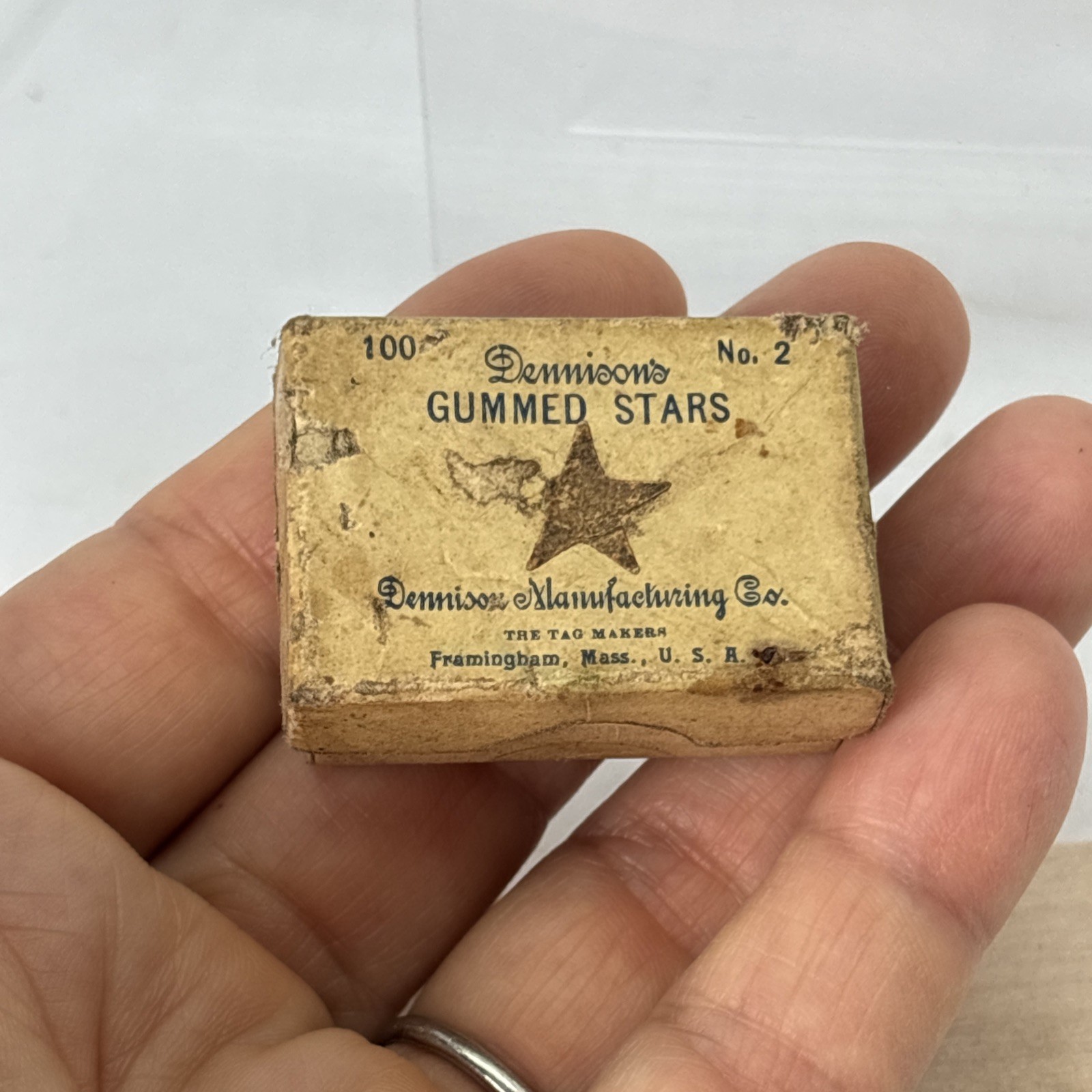 Antique Old Box of Dennison’s Metallic Gummed Stars No. 2-100 Count USA