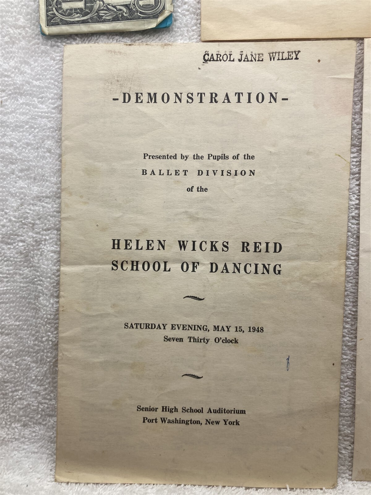 1948 1952 Helen Wicks Reid School of Dancing Programs Port Washington NY High