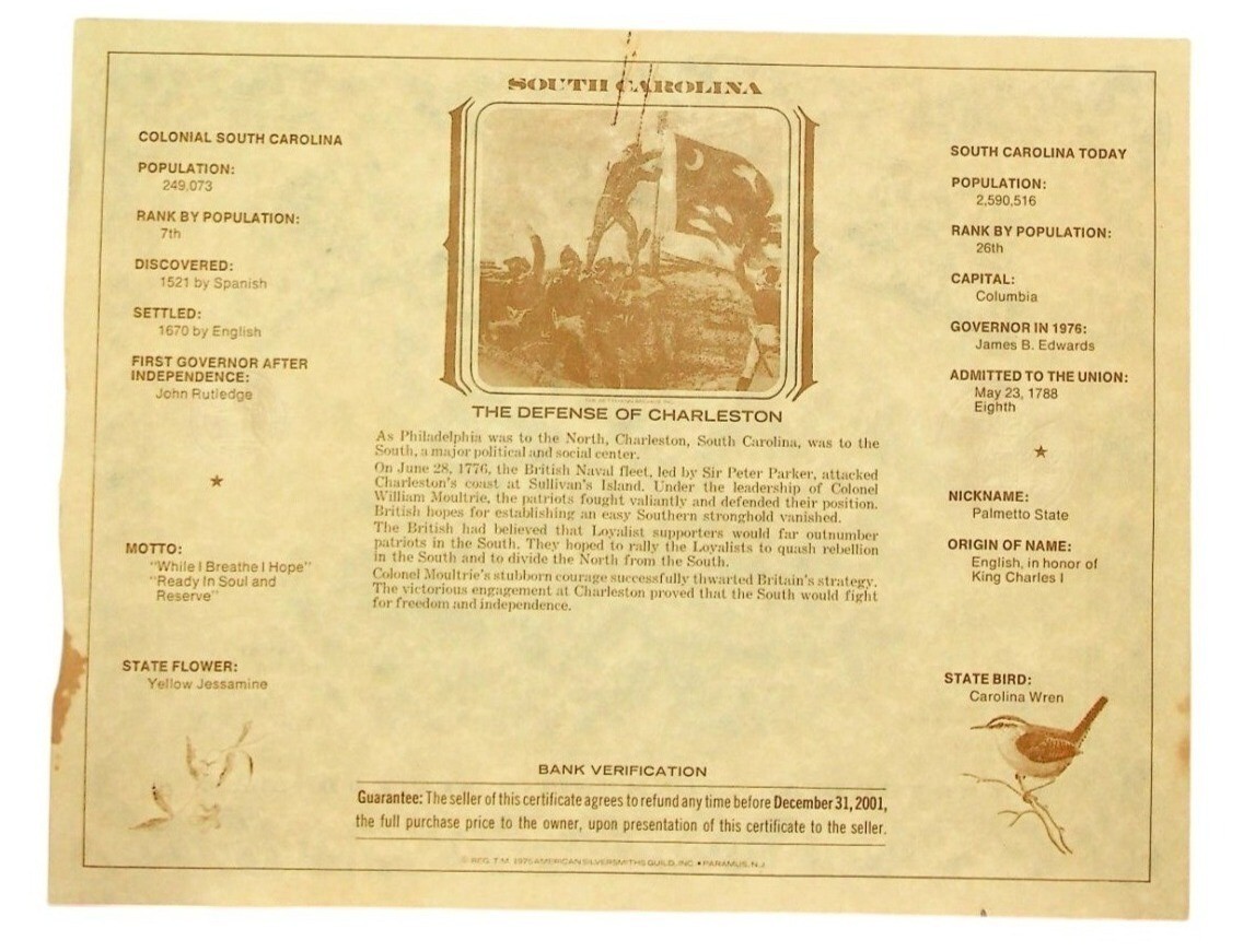 2-1776 American Revolution Bicentennial One Dollar Commemorative Note Blue/Gold