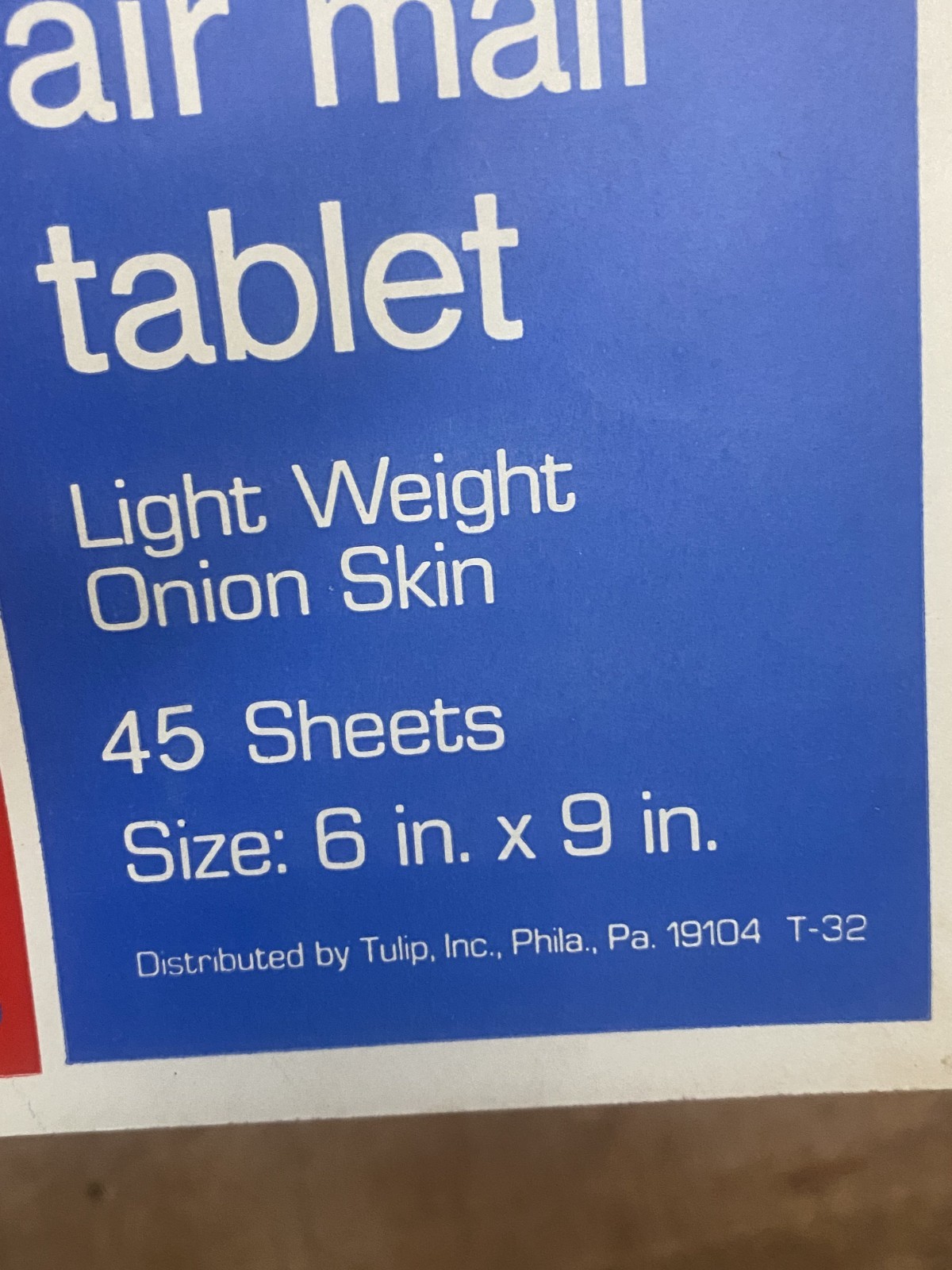 4 NOS Deadstock VTG 60’s TULIP Air Mail Onion Skin Paper Tablets, 180 Sheets