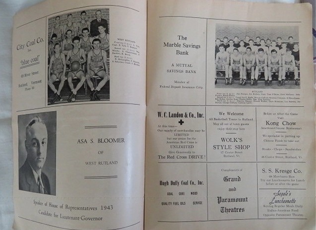 2 – 1944 & 1948 Southern Vermont Championship Basketball Tournament Programs