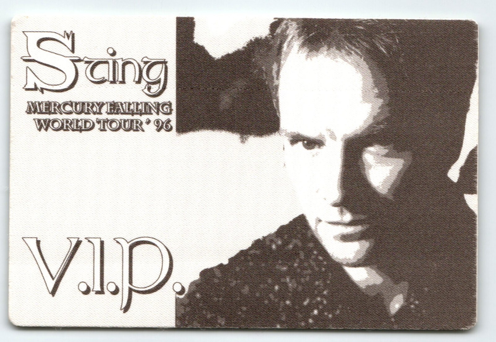Sting Backstage Pass 1996 World Tour Vintage VIP Pop Rock Police Cloth Black