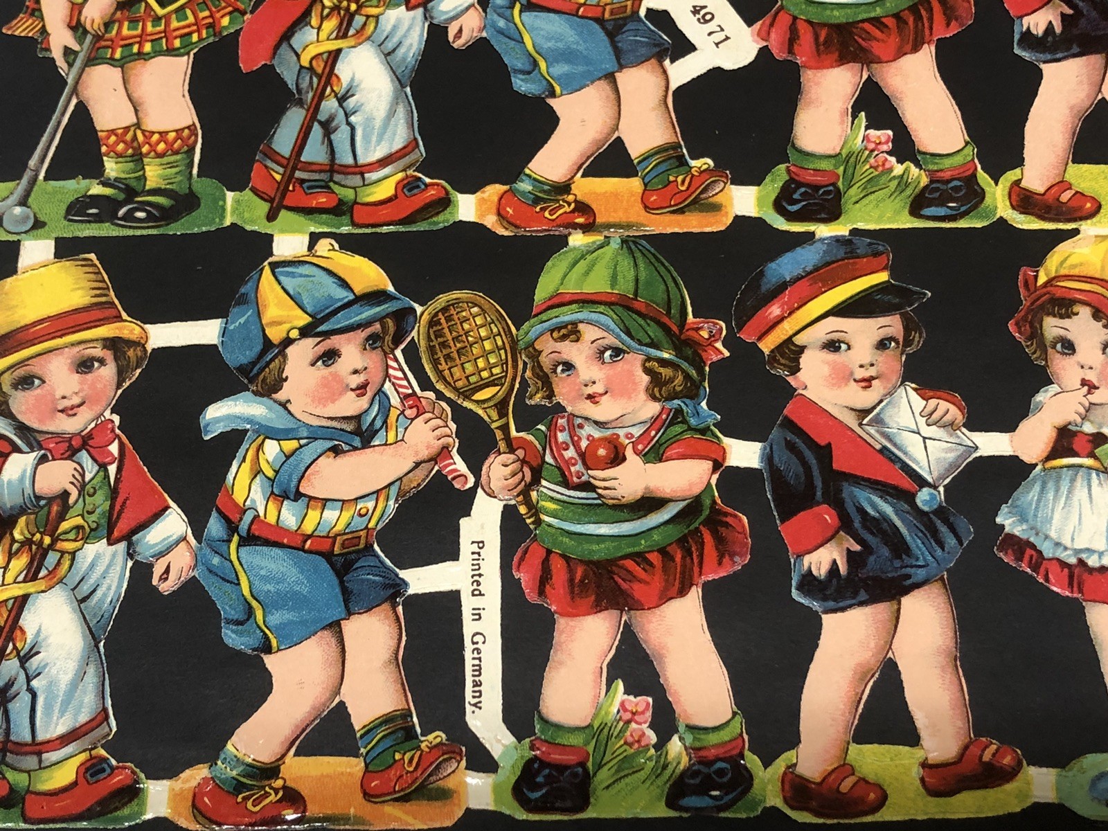 Kids Posing + Die Cut Scraps Glued on Paper Double Sided 2X Full Sheets L17