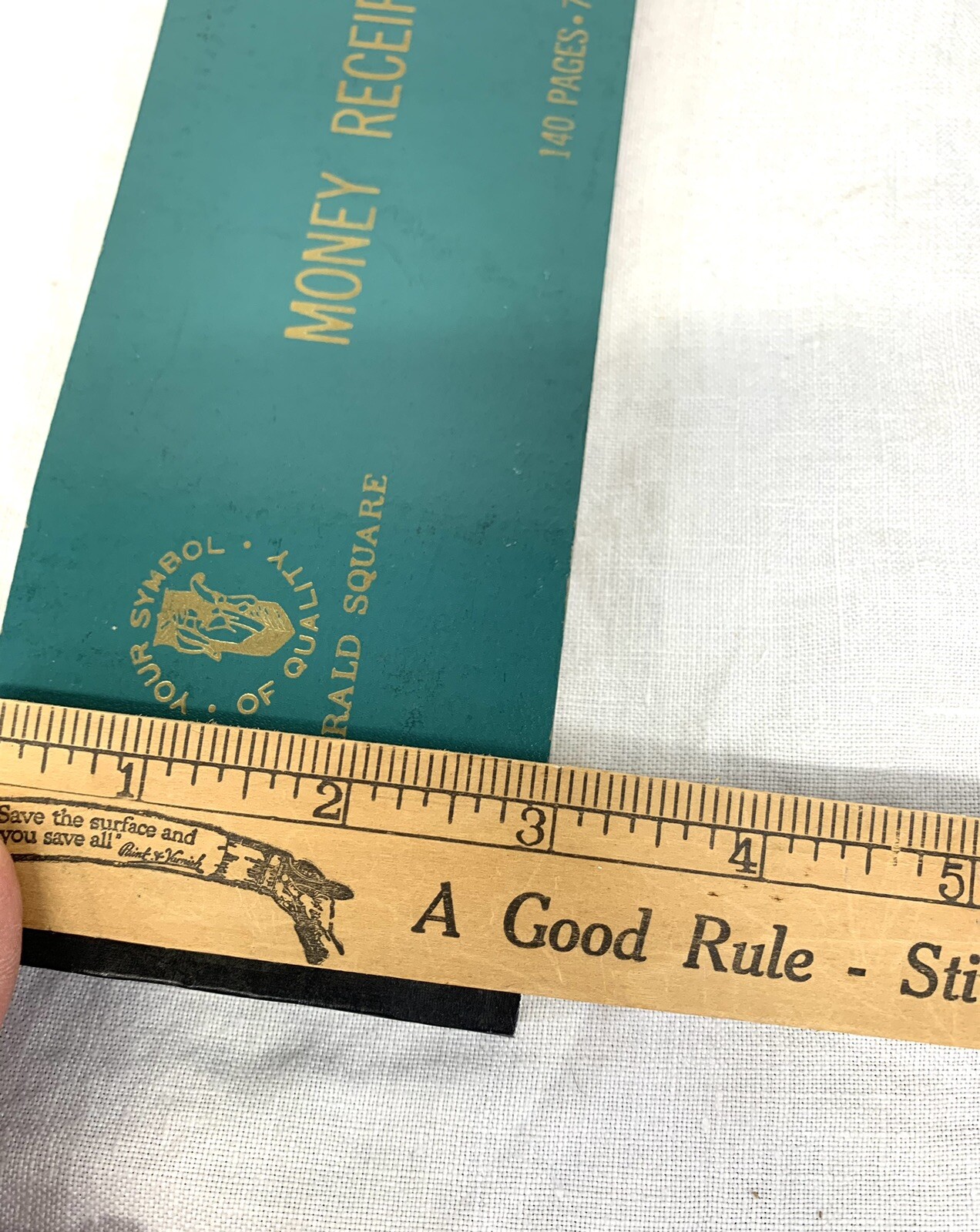 Vtg WOOLWORTH / HERALD SQUARE Money Receipts 140 Pages 8 x 3 inches Green