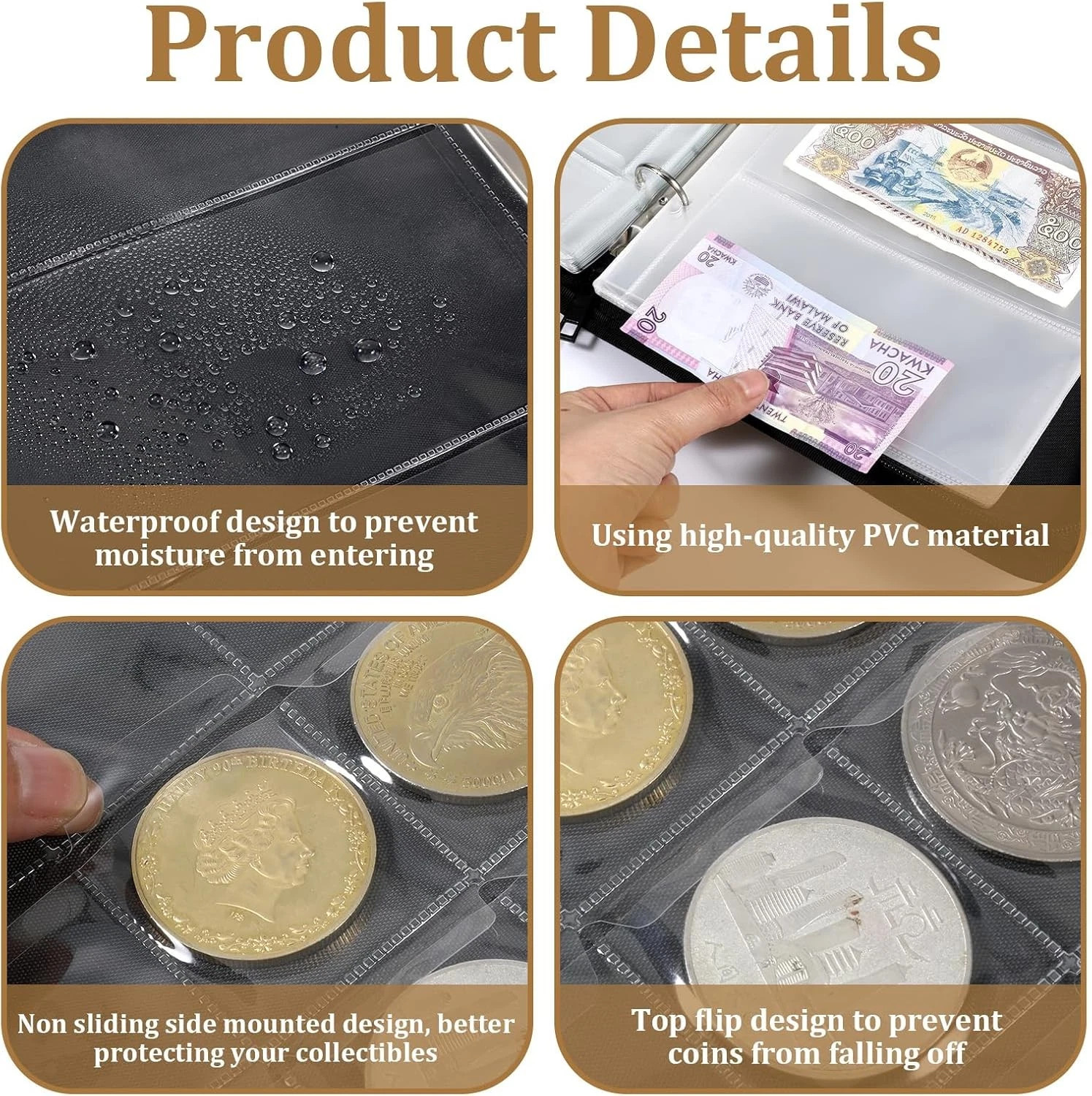 Coin Collection Book Album Holder for Collector 400 Coin & 36 Paper Money Pocket