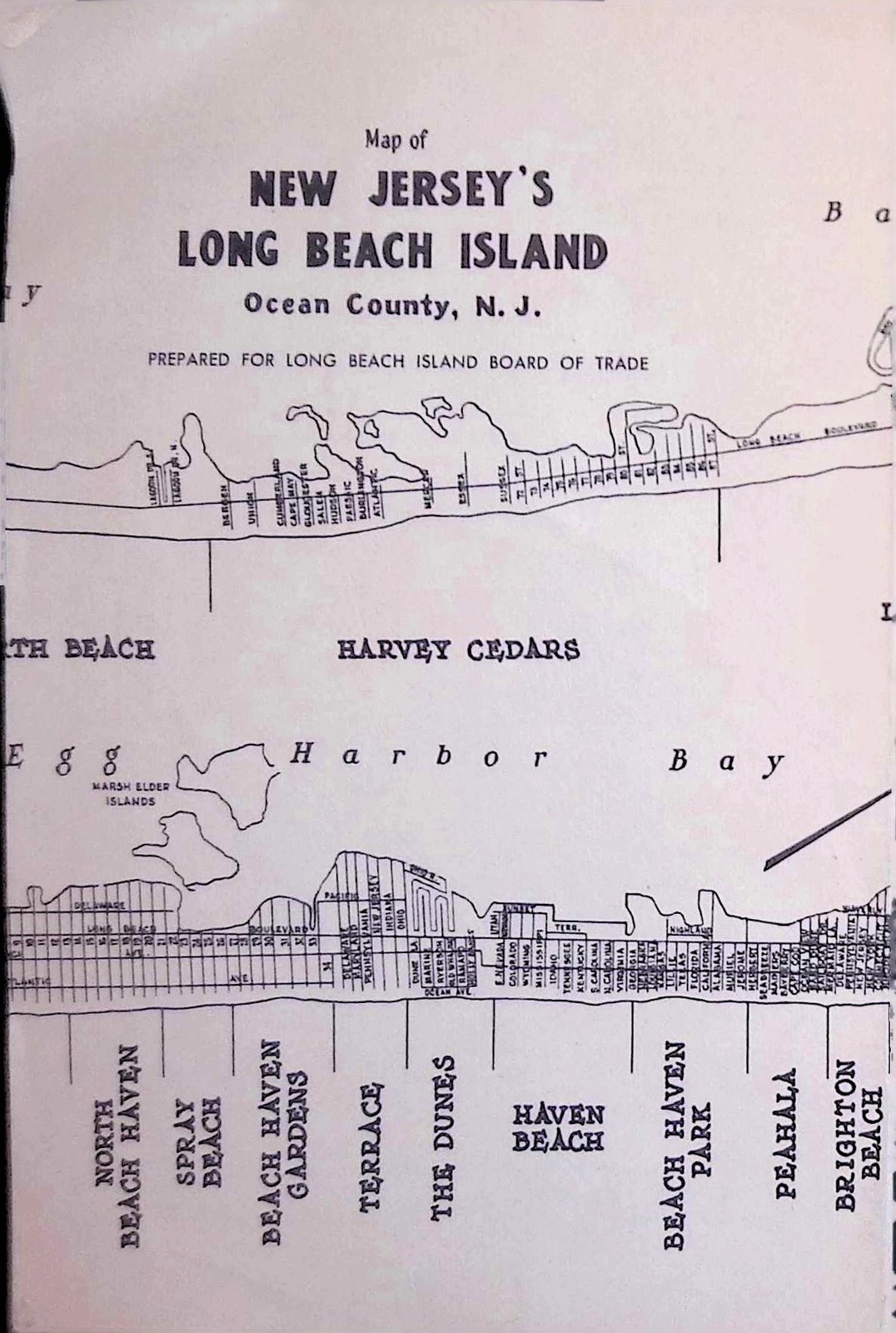 1950s Long Beach Island NJ Promotional Map Jersey Shore Guide
