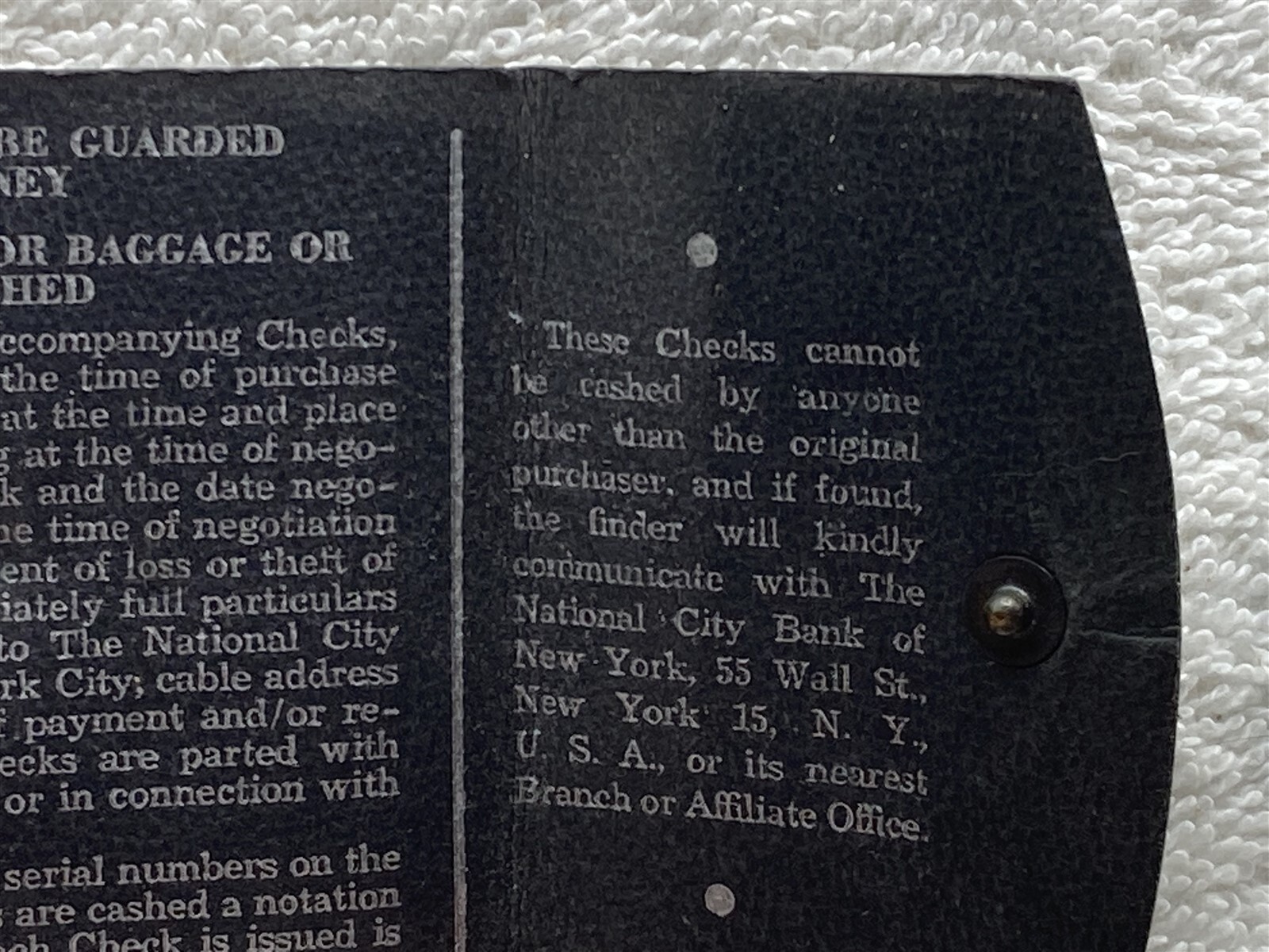 1950s 1960s 1970s National City Bank of New York Travelers Checks Holder Vtg