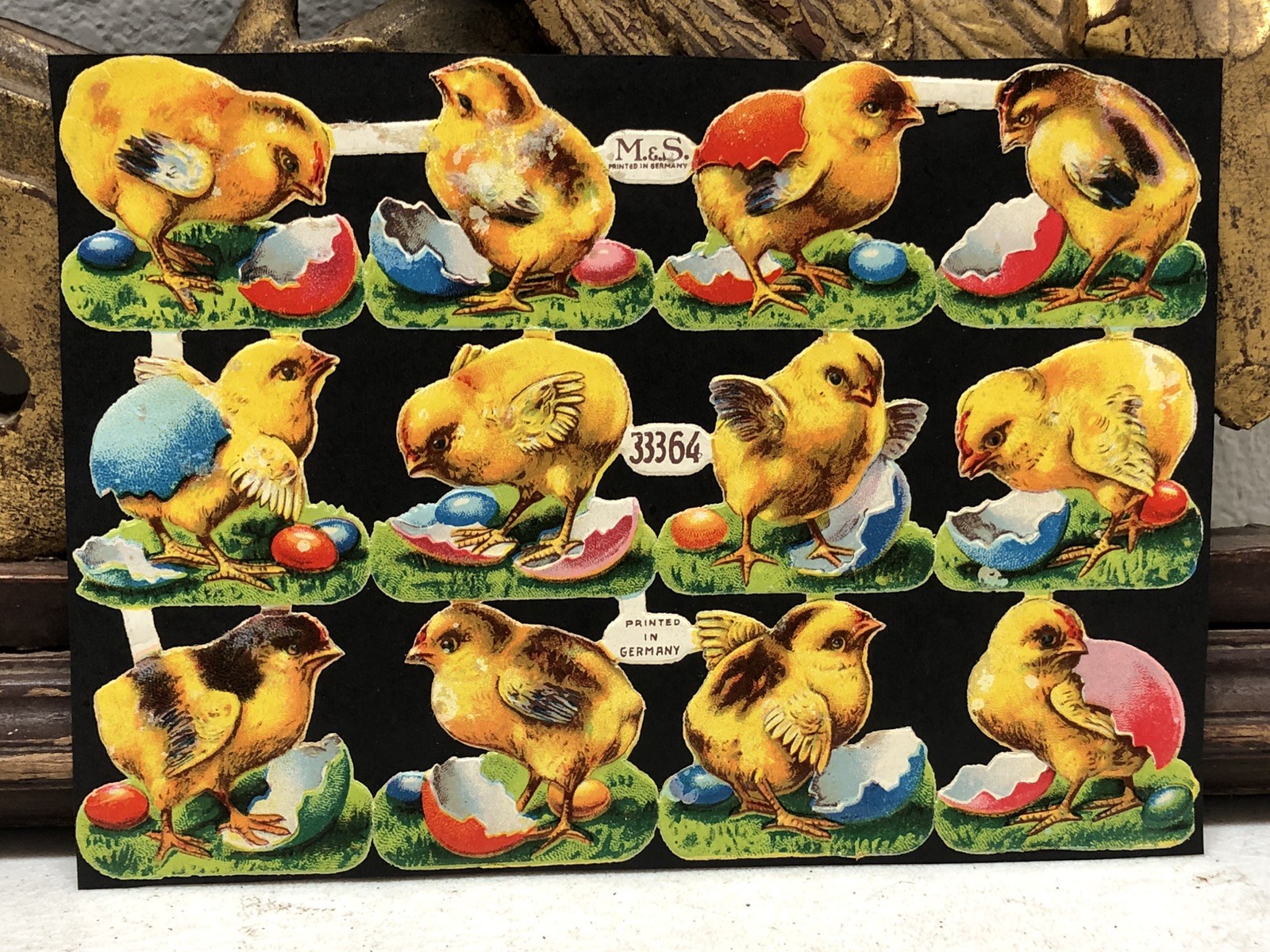 Baby Chicks & Giraffes Clown Kids Die Cut Scraps Glued on Paper Double Sided L8