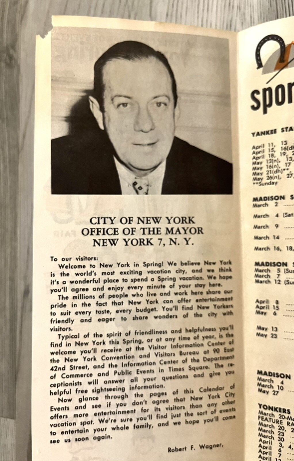 Vintage New York N.Y. Quarterly Calendar Of Events Spring 1961 Brochure Foldout