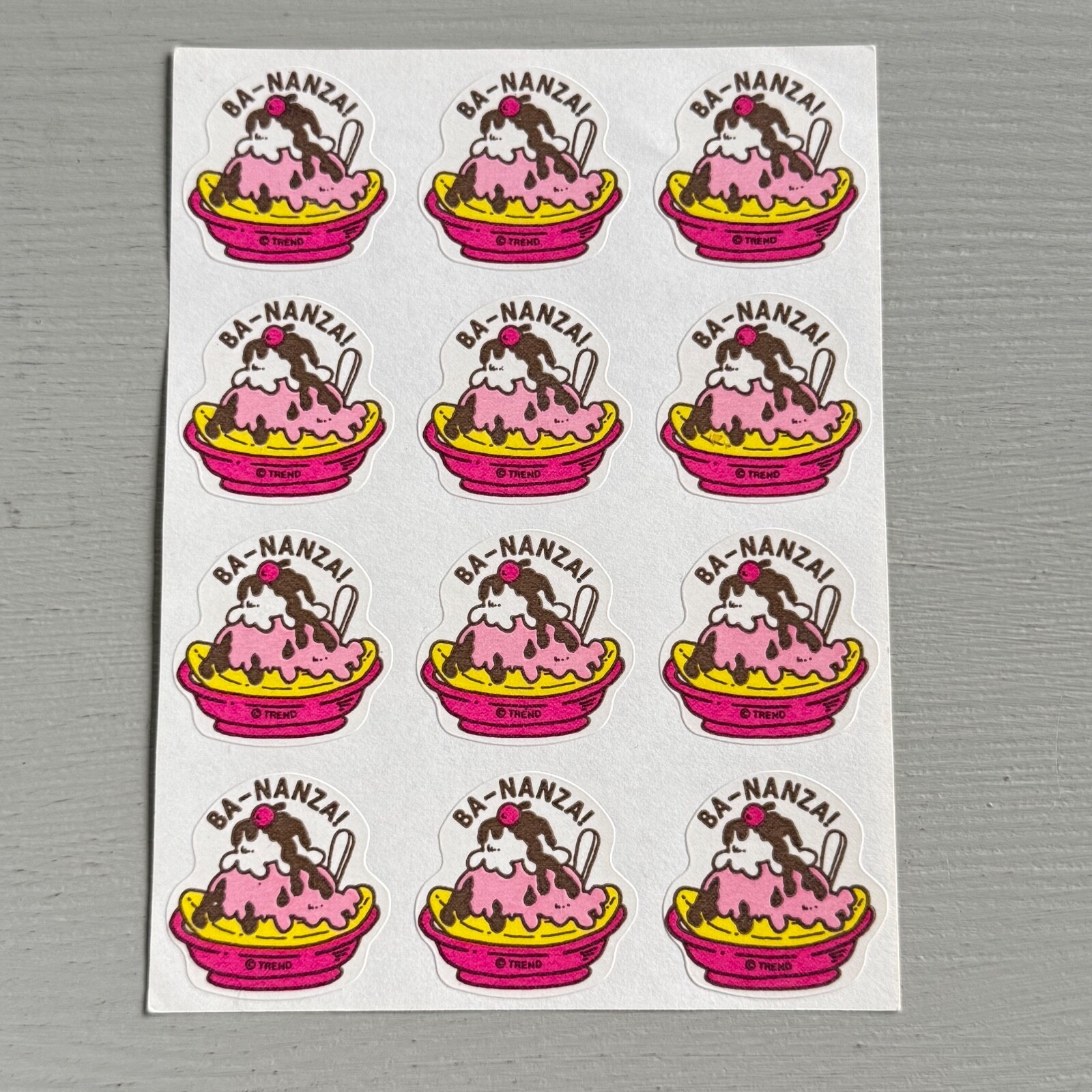 Vintage Trend Ba-nanza Banana Split Scratch n Sniff Stickers Sheet 1980s Matte
