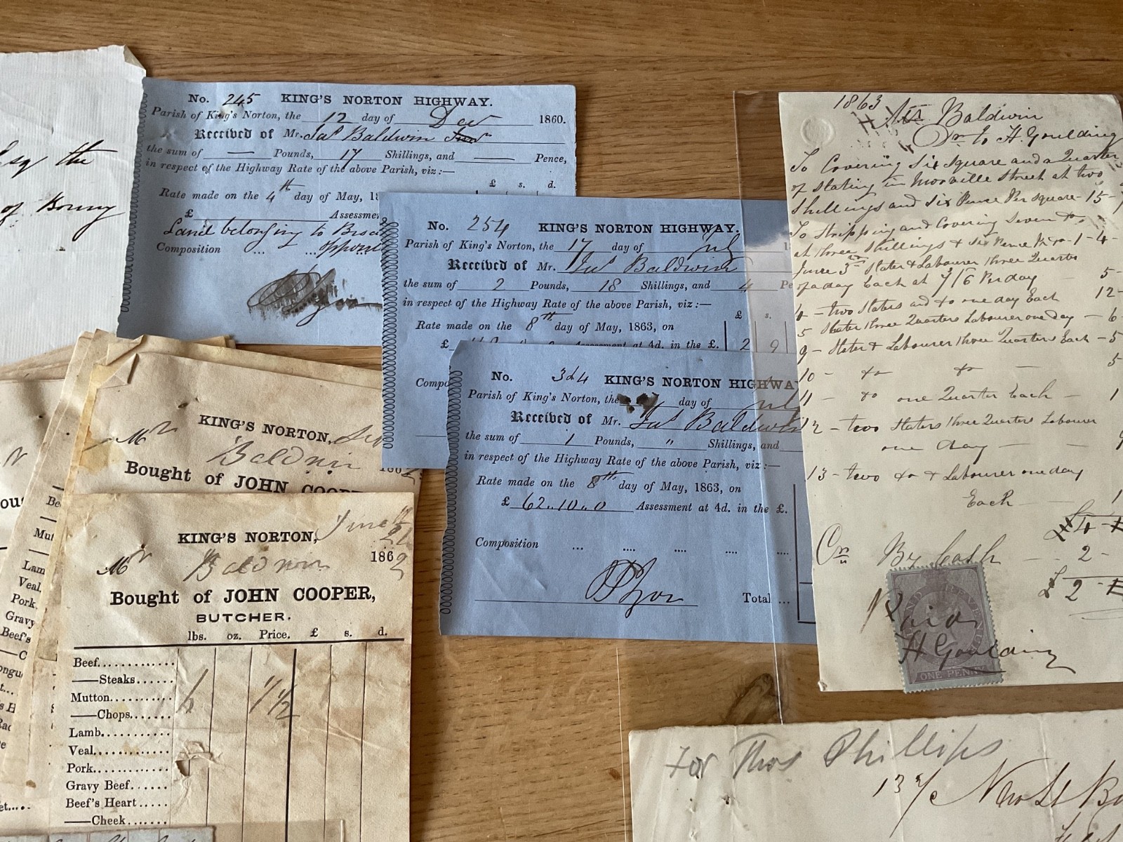 Baldwin British Industry 19th century 50+ receipt items
