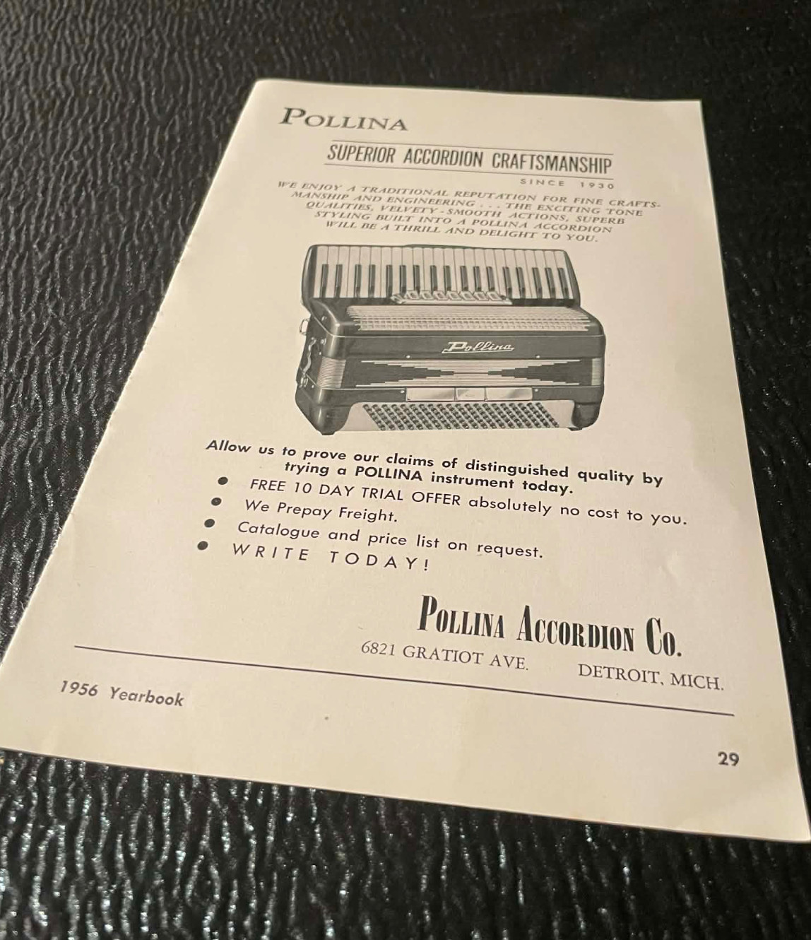 Pollina Accordion Iorio Dr John Kendel Ads 1956 Accordion World Magazine