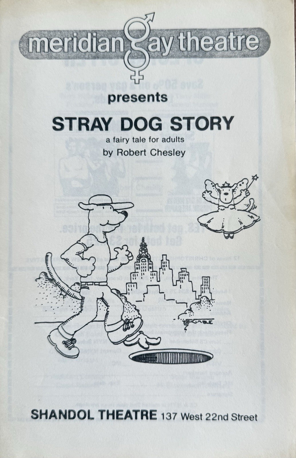 Stray Dog Story – Off Broadway Playbill May 1982 Robert Chesley Shandol Theatre