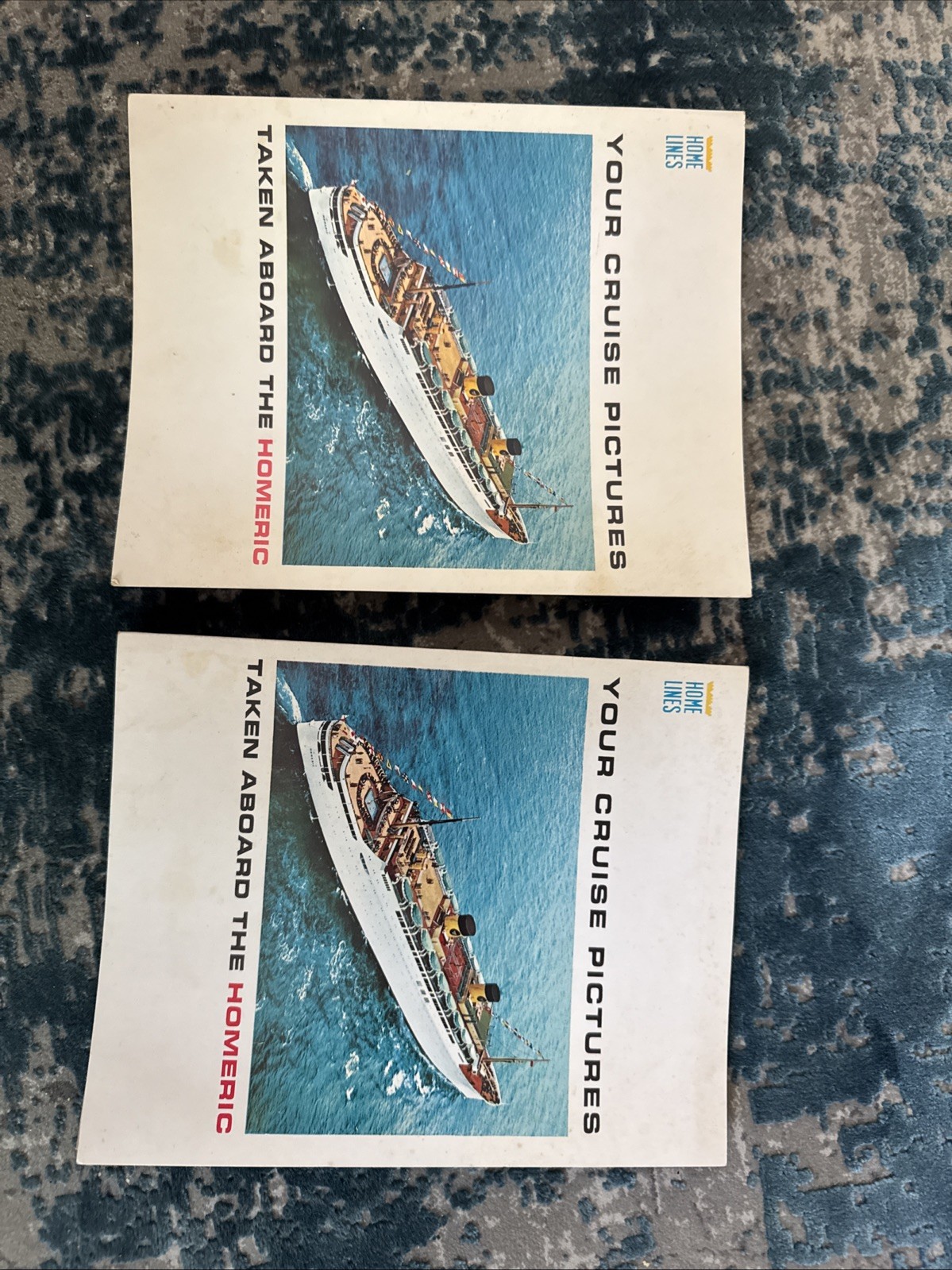 Vintage Home Lines Homeric Italy Italian Cruise Photo Travel Ephemera Pair