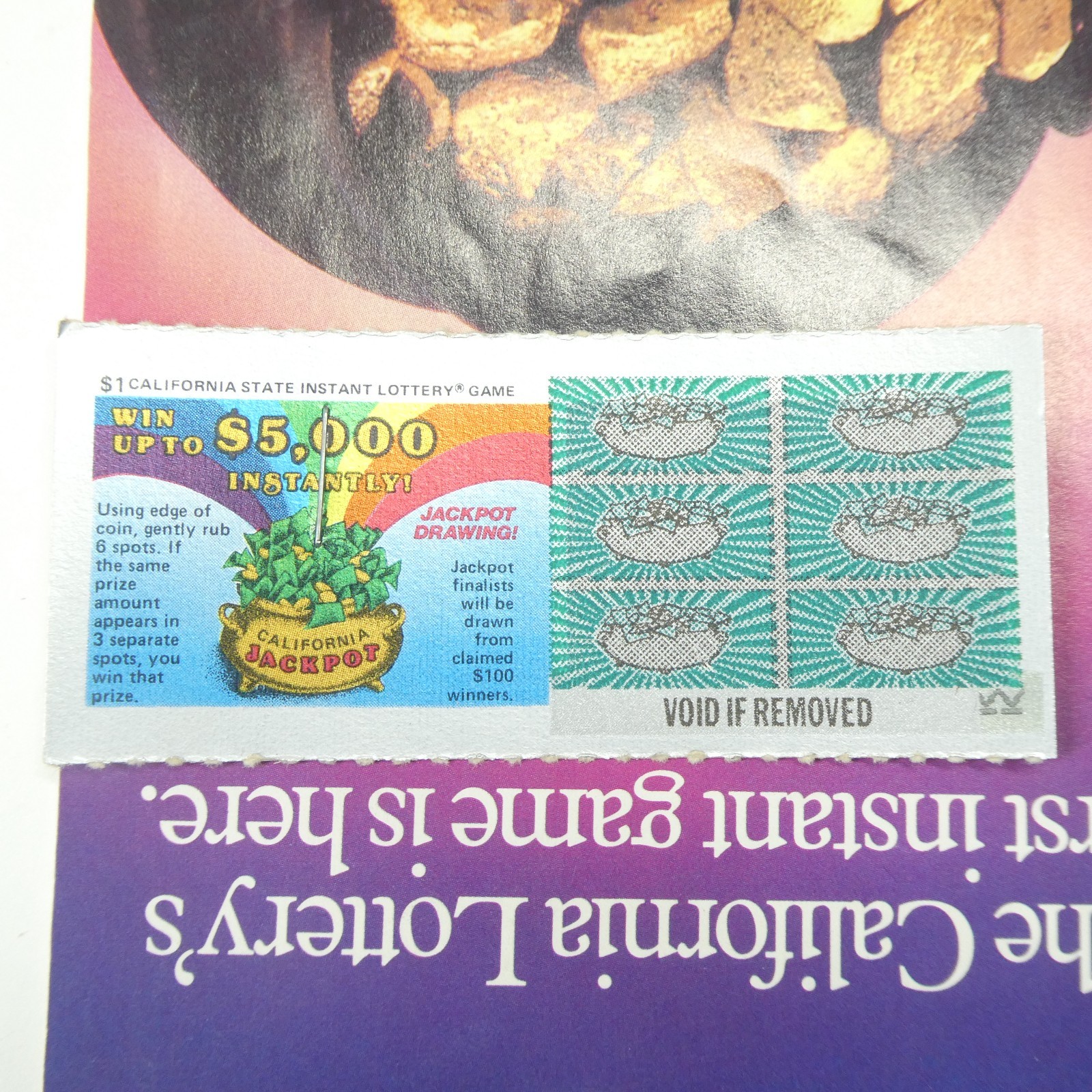 California Lottery 1985 Scratch Off Tickets & Brochure Vintage