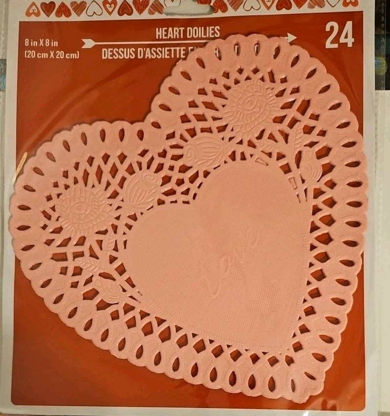 182 Paper Doilies, White, Pink, Red. Hearts, Circles, Tulips, Ovals, Rectangles