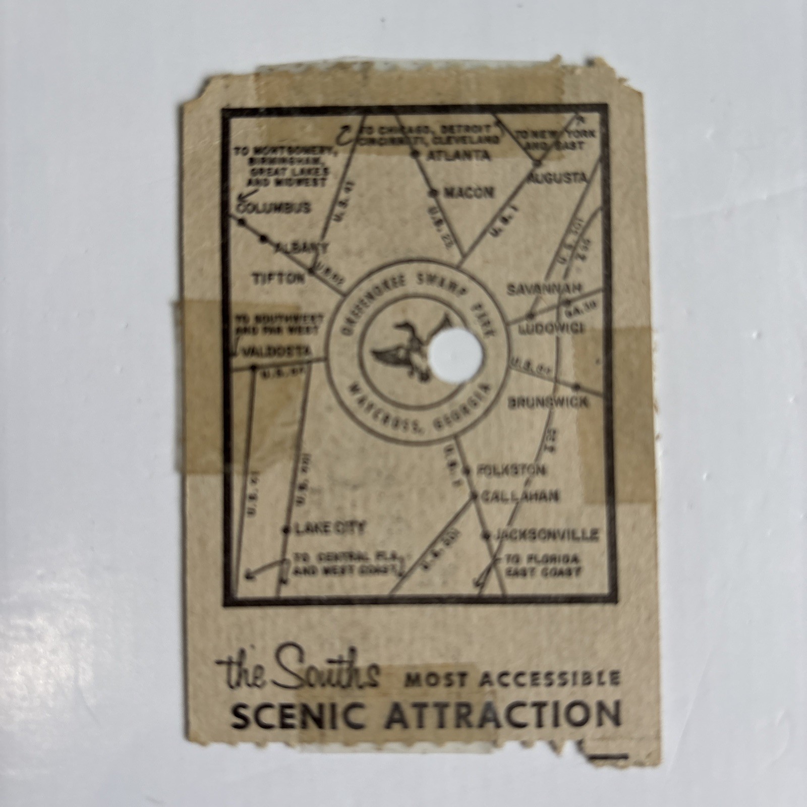 1980s Okefenokee Swamp Park Ticket Waycross Georgia